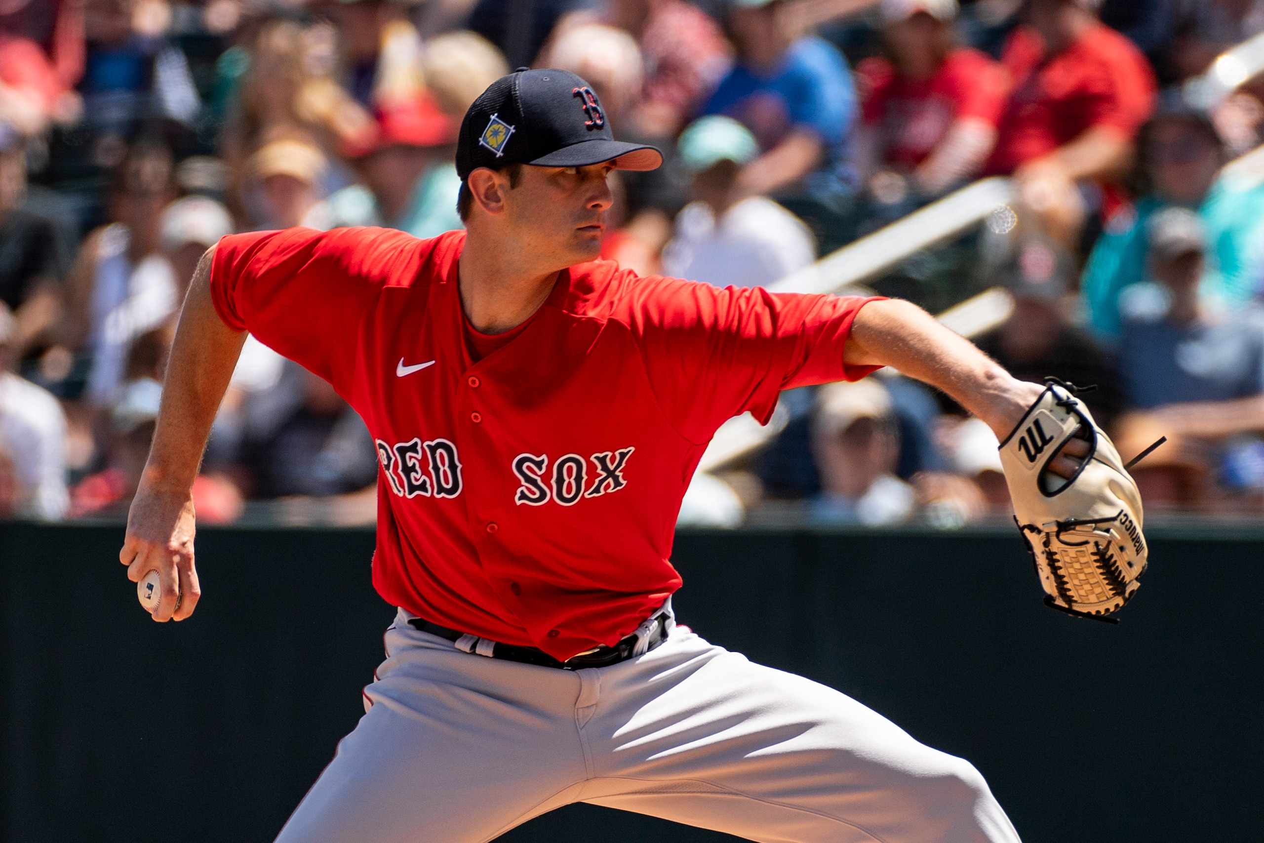 FT. MYERS, FL - MARCH 27: Garrett Whitlock #72 of the Boston Red Sox delivers during the first inning of a Grapefruit League game against the Minnesota Twins on March 27, 2022 at CenturyLink Sports Complex in Fort Myers, Florida. (Photo by Billie Weiss/Boston Red Sox/Getty Images)