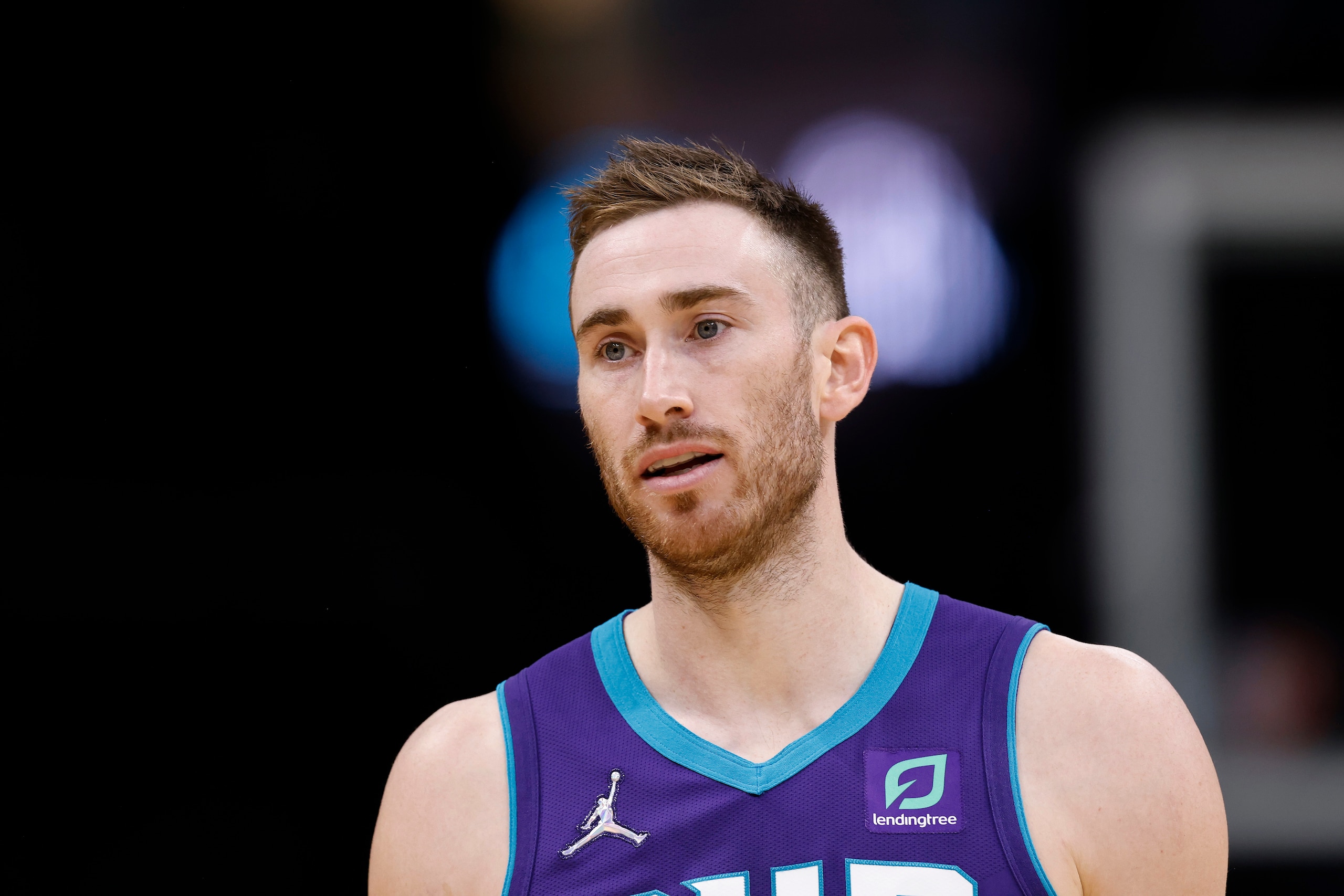 CHARLOTTE, NORTH CAROLINA - FEBRUARY 04: Gordon Hayward #20 of the Charlotte Hornets during the game against the Cleveland Cavaliers during their game at Spectrum Center on February 04, 2022 in Charlotte, North Carolina. The Cavaliers won 102-101. NOTE TO USER: User expressly acknowledges and agrees that, by downloading and or using this photograph, User is consenting to the terms and conditions of the Getty Images License Agreement. (Photo by Grant Halverson/Getty Images) CHARLOTTE, NORTH CAROLINA - FEBRUARY 04: Gordon Hayward #20 of the Charlotte Hornets during the game against the Cleveland Cavaliers during their game at Spectrum Center on February 04, 2022 in Charlotte, North Carolina. The Cavaliers won 102-101. NOTE TO USER: User expressly acknowledges and agrees that, by downloading and or using this photograph, User is consenting to the terms and conditions of the Getty Images License Agreement. (Photo by Grant Halverson/Getty Images)
