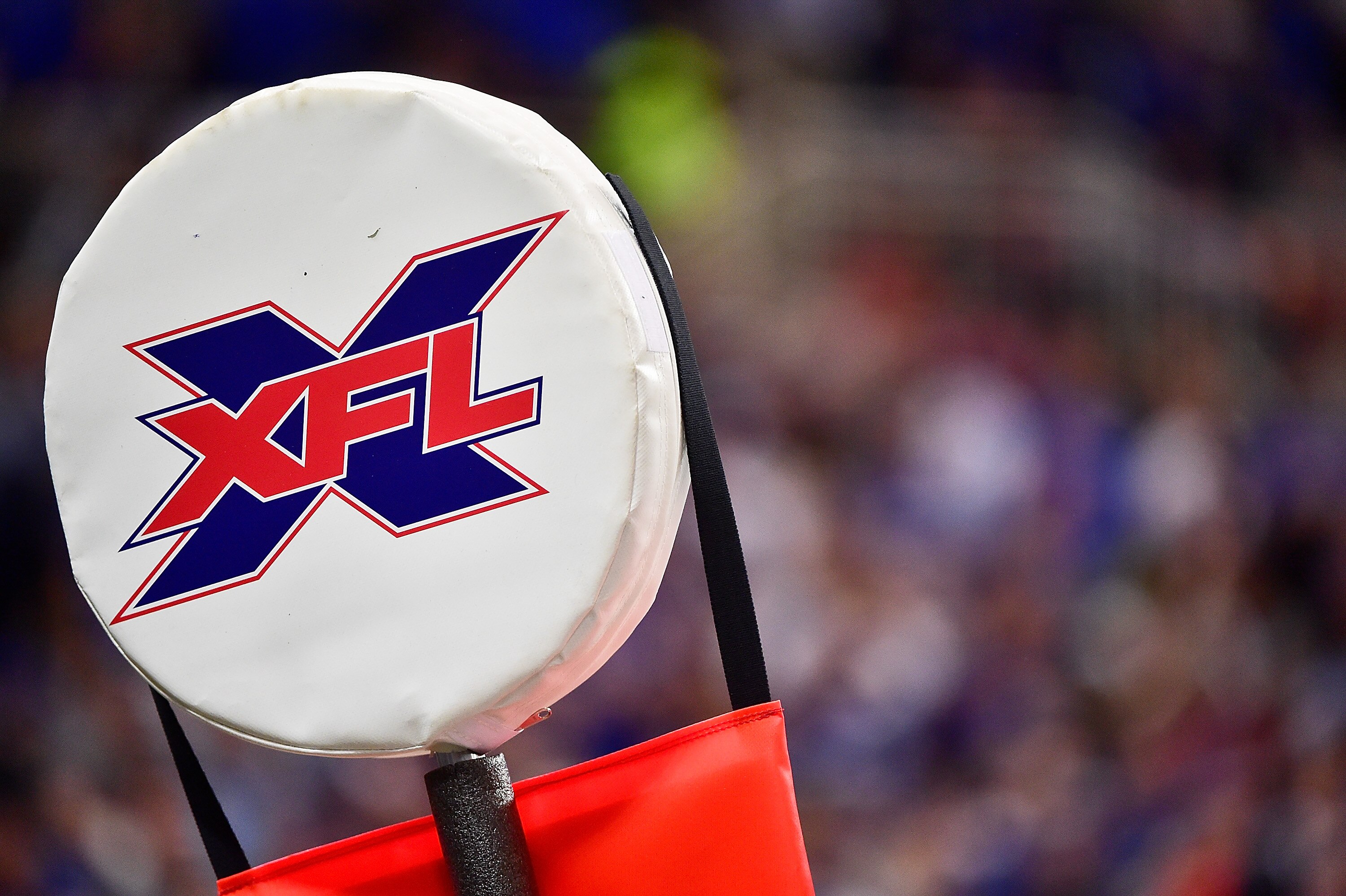 ST LOUIS, MO - FEBRUARY 23: A view of the XFL logo on the down marker during the second half of an XFL game between the St. Louis Battlehawks and the NY Guardians at The Dome at America Center on February 23, 2020 in St Louis, Missouri. (Photo by Jeff Curry/Getty Images)