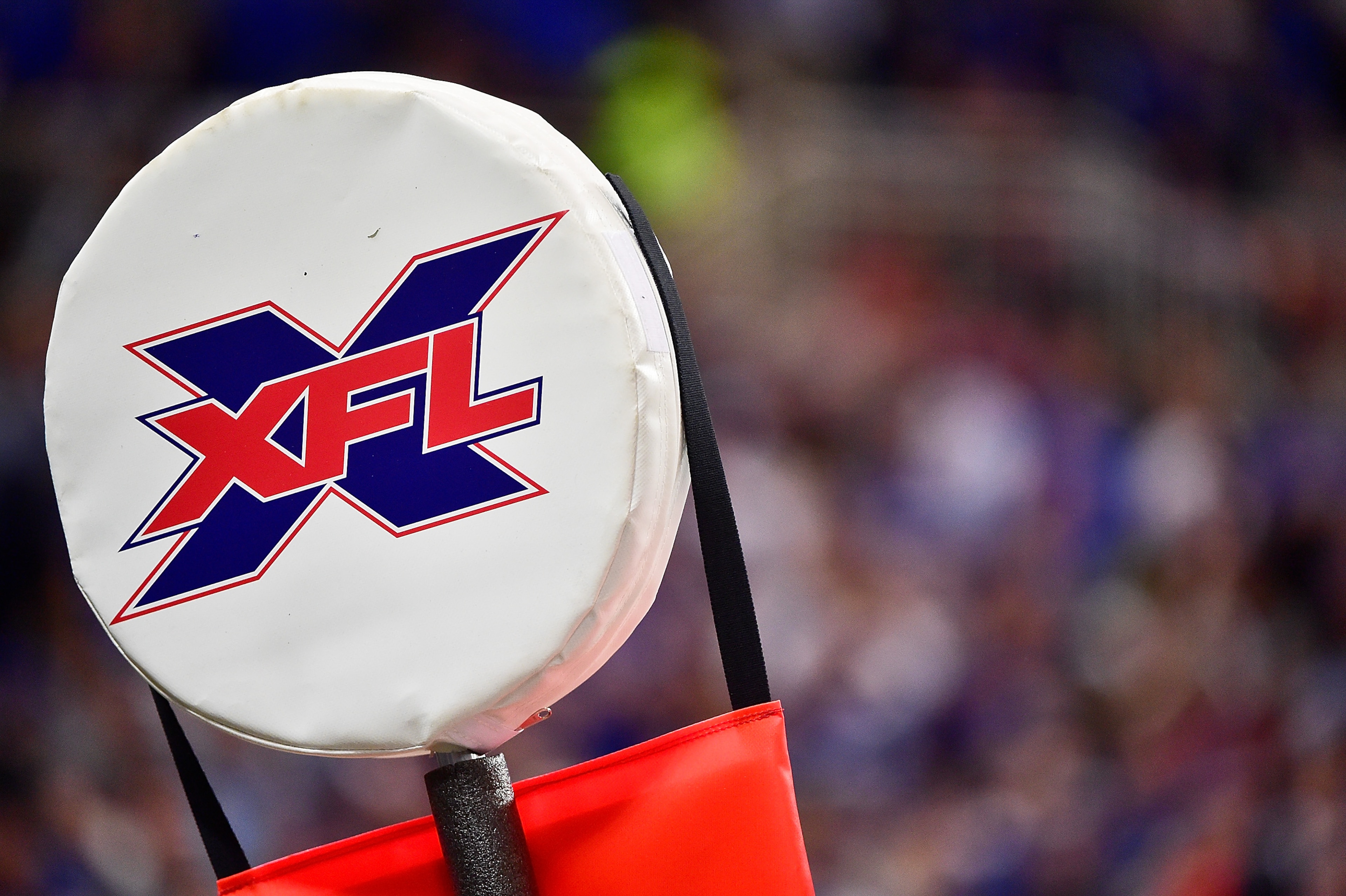 ST LOUIS, MO - FEBRUARY 23: A view of the XFL logo on the down marker during the second half of an XFL game between the St. Louis Battlehawks and the NY Guardians at The Dome at America Center on February 23, 2020 in St Louis, Missouri. (Photo by Jeff Curry/Getty Images) ST LOUIS, MO - FEBRUARY 23: A view of the XFL logo on the down marker during the second half of an XFL game between the St. Louis Battlehawks and the NY Guardians at The Dome at America Center on February 23, 2020 in St Louis, Missouri. (Photo by Jeff Curry/Getty Images)