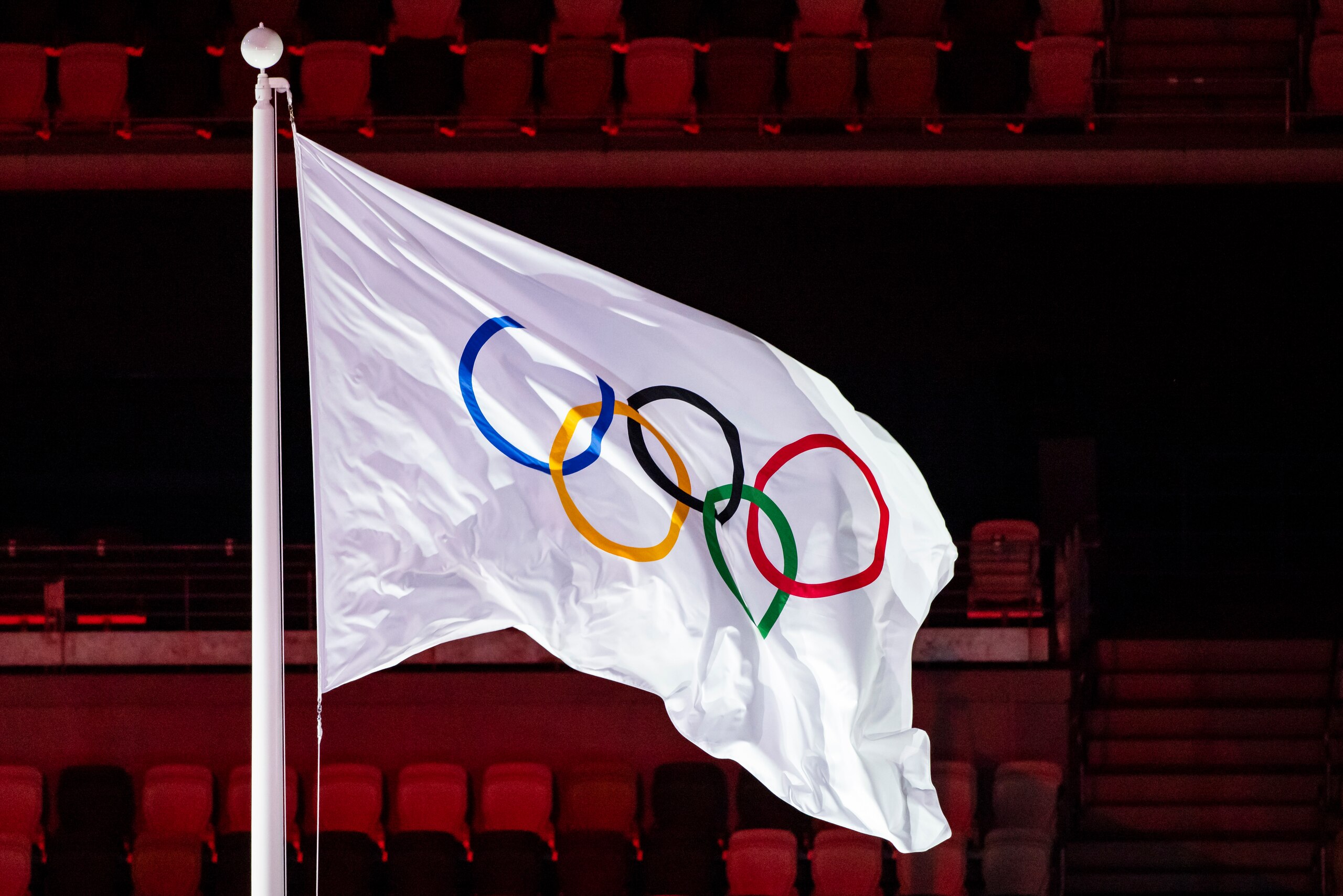 TOKYO, JAPAN - AUGUST 08: (BILD ZEITUNG OUT) . The Olympic flag flies during the Closing Ceremony of the Tokyo 2020 Olympic Games at Olympic Stadium on August 8, 2021 in Tokyo, Japan. (Photo by Tom Weller/DeFodi Images via Getty Images) TOKYO, JAPAN - AUGUST 08: (BILD ZEITUNG OUT) . The Olympic flag flies during the Closing Ceremony of the Tokyo 2020 Olympic Games at Olympic Stadium on August 8, 2021 in Tokyo, Japan. (Photo by Tom Weller/DeFodi Images via Getty Images)