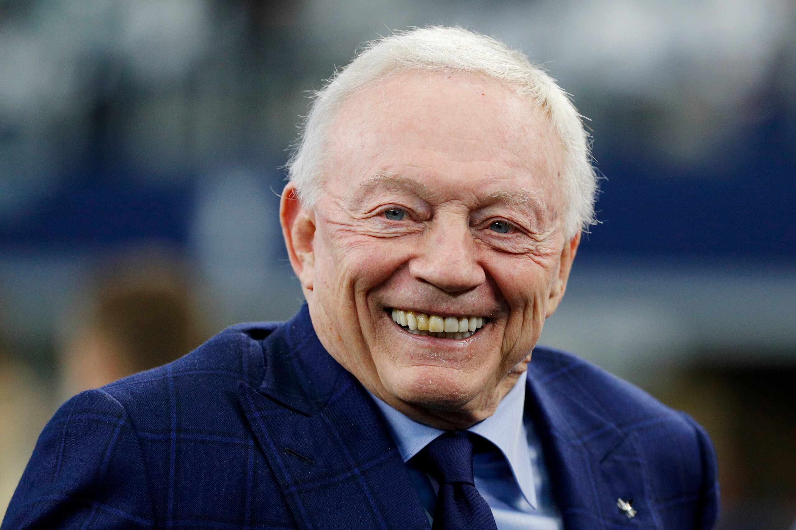 ARLINGTON, TEXAS - JANUARY 16: Dallas Cowboys owner Jerry Jones is seen on the field prior to a game between the San Francisco 49ers and Dallas Cowboys in the NFC Wild Card Playoff game at AT&T Stadium on January 16, 2022 in Arlington, Texas. (Photo by Richard Rodriguez/Getty Images) ARLINGTON, TEXAS - JANUARY 16: Dallas Cowboys owner Jerry Jones is seen on the field prior to a game between the San Francisco 49ers and Dallas Cowboys in the NFC Wild Card Playoff game at AT&T Stadium on January 16, 2022 in Arlington, Texas. (Photo by Richard Rodriguez/Getty Images)