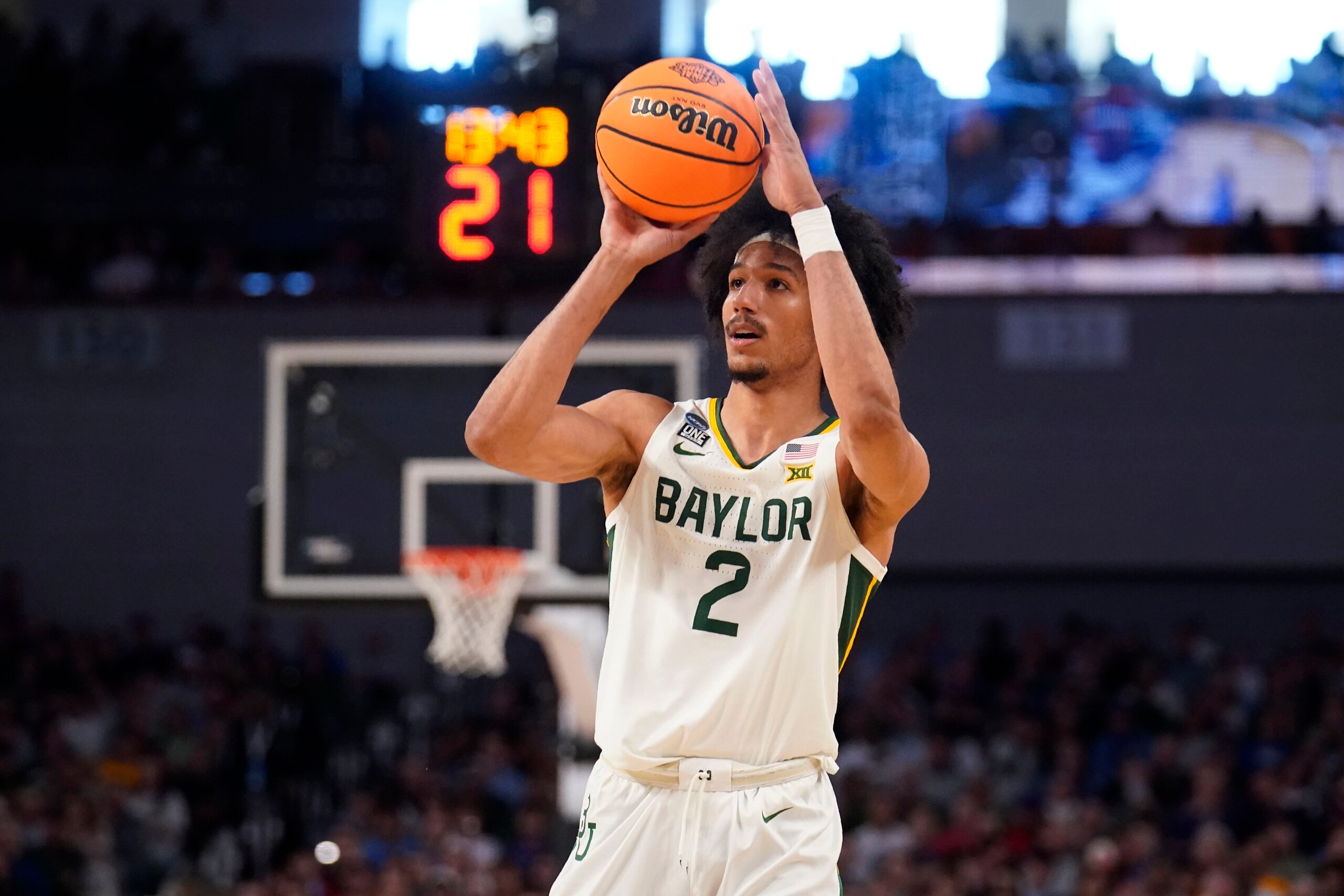 Baylor guard Kendall Brown takes a shot during a second-round game against North Carolina in the NCAA college basketball tournament in Fort Worth, Texas, Saturday, March, 19, 2022. (AP Photo/Tony Gutierrez) Baylor guard Kendall Brown takes a shot during a second-round game against North Carolina in the NCAA college basketball tournament in Fort Worth, Texas, Saturday, March, 19, 2022. (AP Photo/Tony Gutierrez)