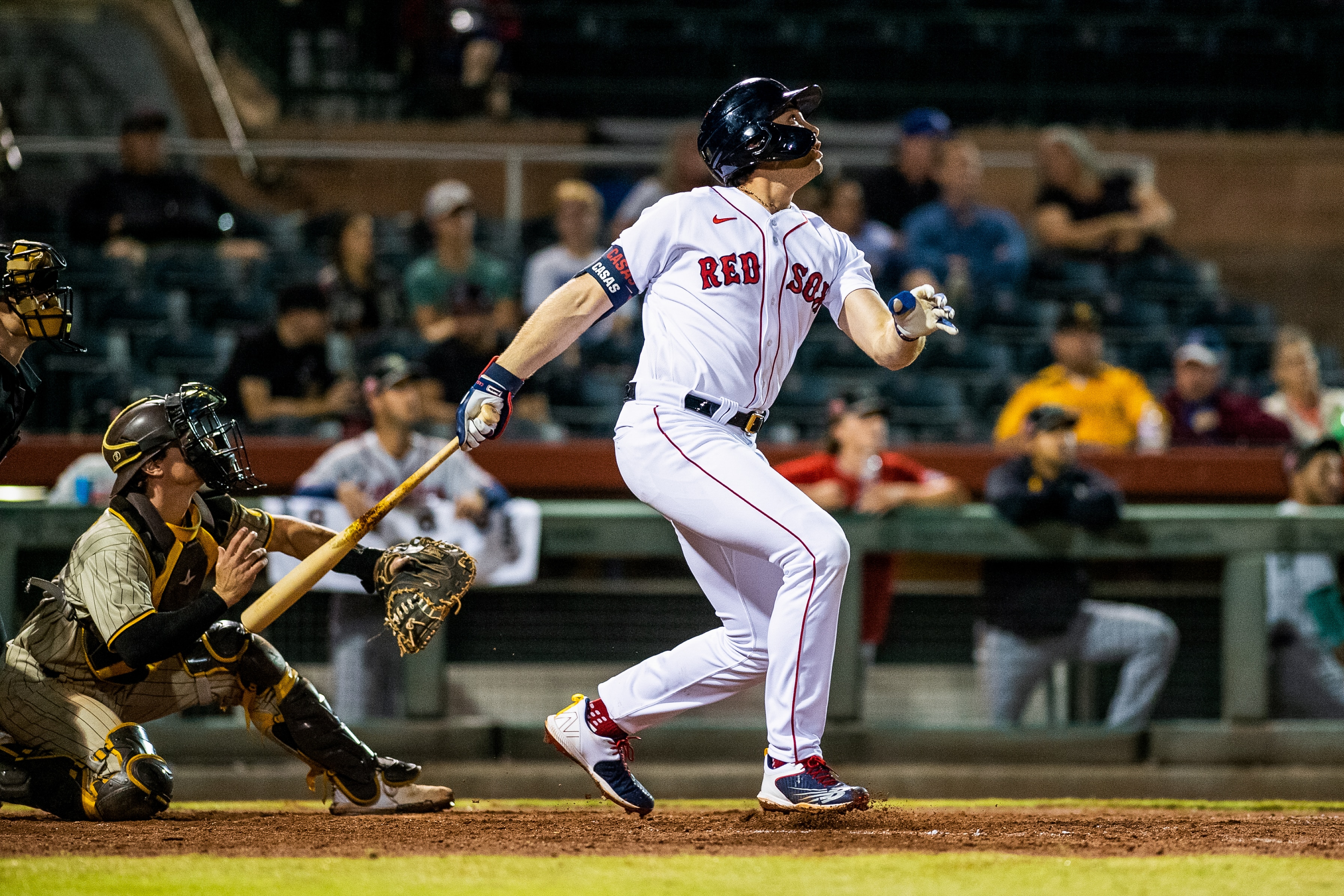 SCOTTSDALE, AZ - OCTOBER 22: Triston Casas #17 of the Scottsdale Scorpions bats during the game between the Peoria Javelinas and the Scottsdale Scorpions at Scottsdale Stadium on Friday, October 22, 2021 in Scottsdale, Arizona. (Photo by Taylor Jackson/MLB Photos via Getty Images)