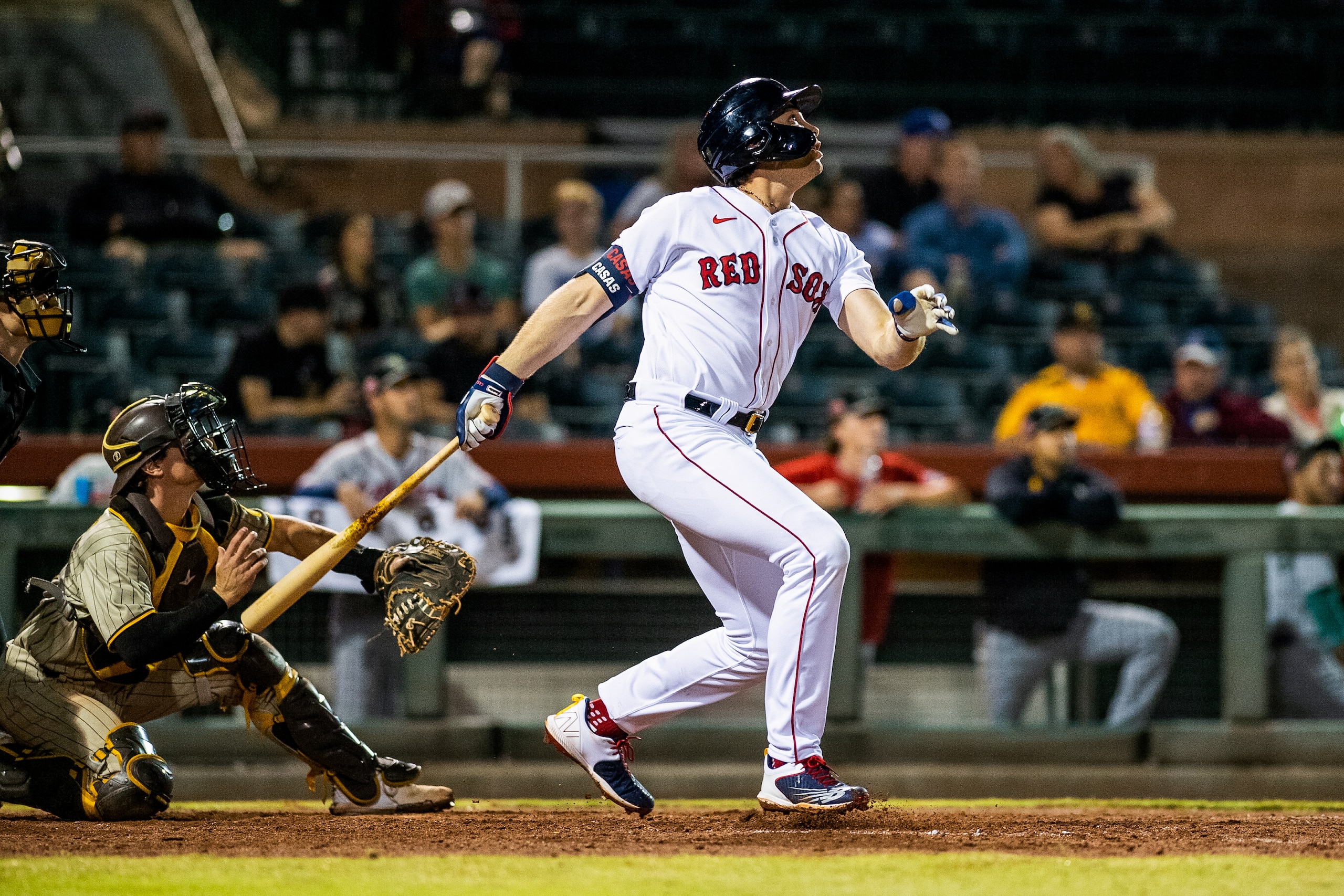 SCOTTSDALE, AZ - OCTOBER 22: Triston Casas #17 of the Scottsdale Scorpions bats during the game between the Peoria Javelinas and the Scottsdale Scorpions at Scottsdale Stadium on Friday, October 22, 2021 in Scottsdale, Arizona. (Photo by Taylor Jackson/MLB Photos via Getty Images)
