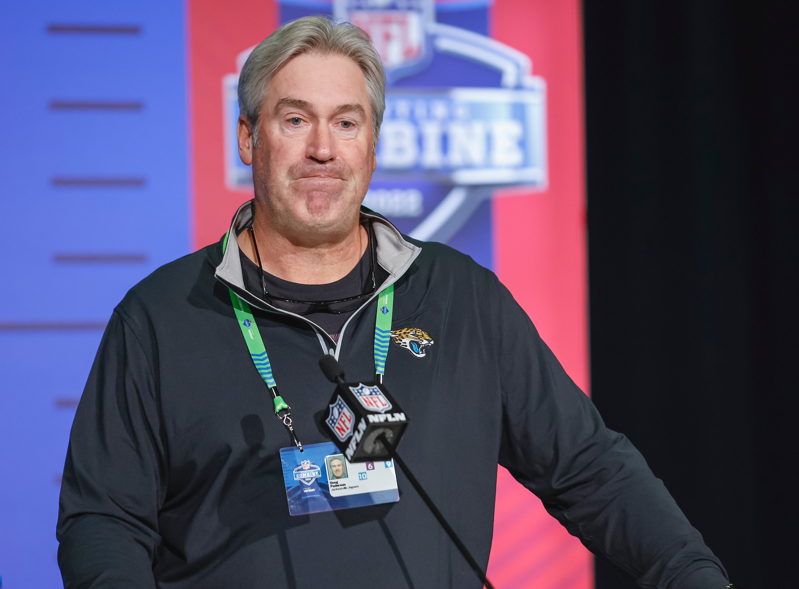 INDIANAPOLIS, IN - MAR 01: Doug Pederson, head coach of the Jacksonville Jaguars speaks to reporters during the NFL Draft Combine at the Indiana Convention Center on March 1, 2022 in Indianapolis, Indiana. (Photo by Michael Hickey/Getty Images) INDIANAPOLIS, IN - MAR 01: Doug Pederson, head coach of the Jacksonville Jaguars speaks to reporters during the NFL Draft Combine at the Indiana Convention Center on March 1, 2022 in Indianapolis, Indiana. (Photo by Michael Hickey/Getty Images)