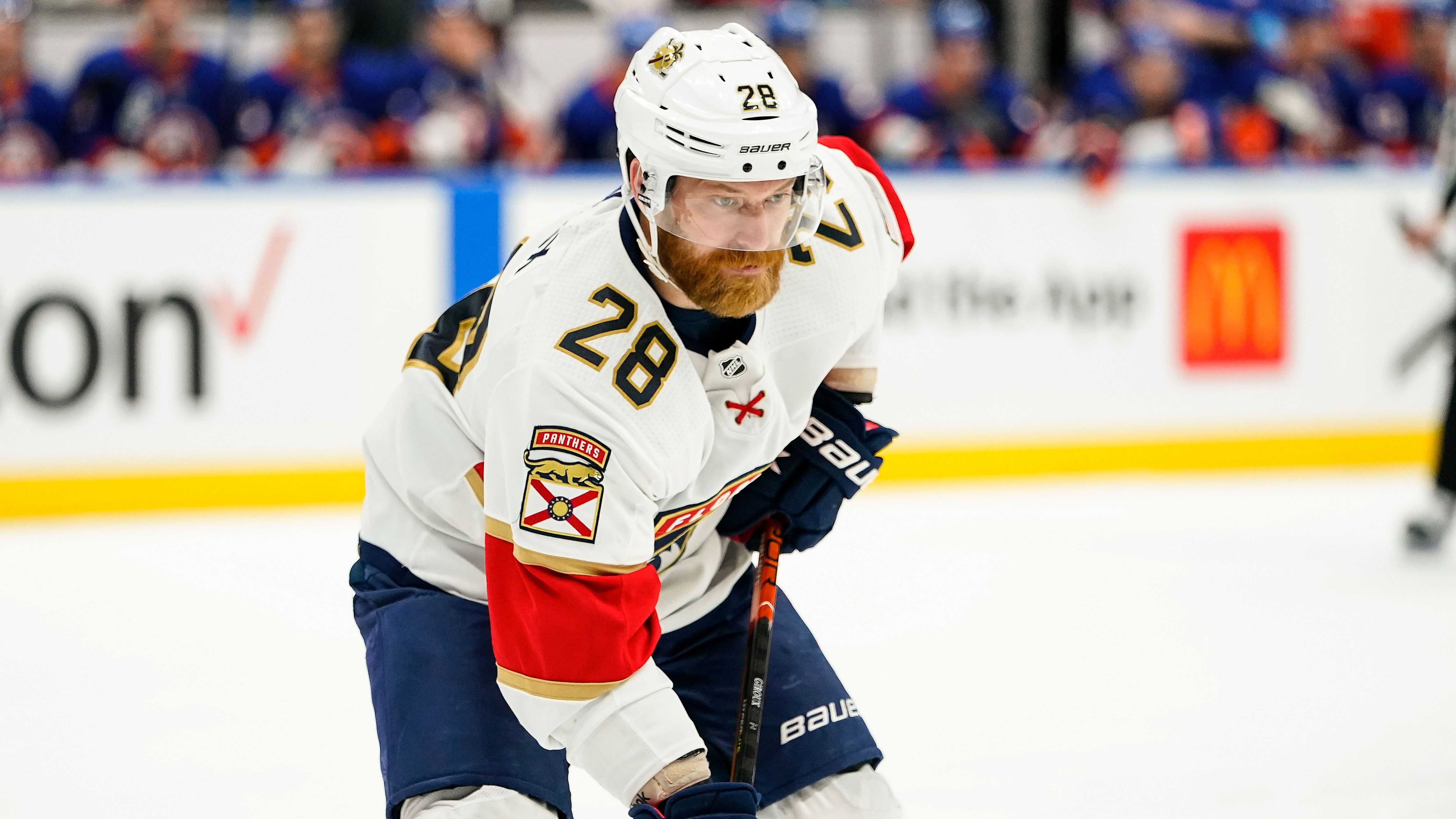 Florida Panthers' Claude Giroux (28) during the first period of an NHL hockey game against the New York Islanders Tuesday, April 19, 2022, in Elmont, N.Y. (AP Photo/Frank Franklin II)