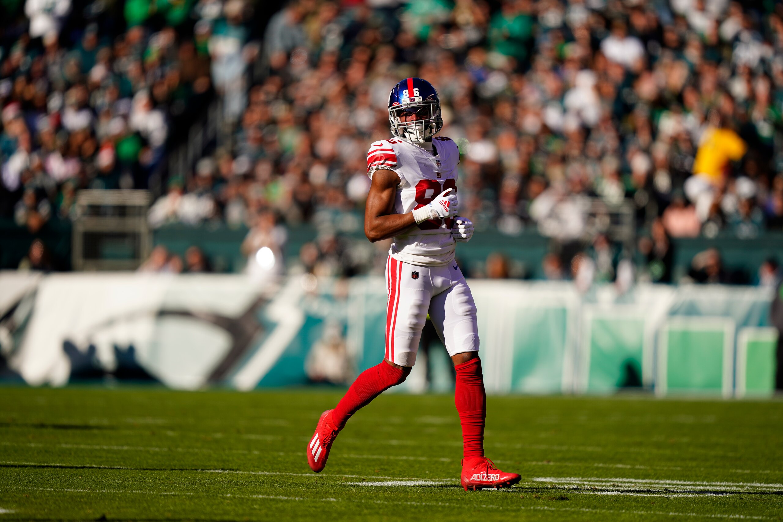 New York Giants wide receiver Darius Slayton plays during an NFL football game against the Philadelphia Eagles, Sunday, Dec. 26, 2021, in Philadelphia. (AP Photo/Matt Rourke)