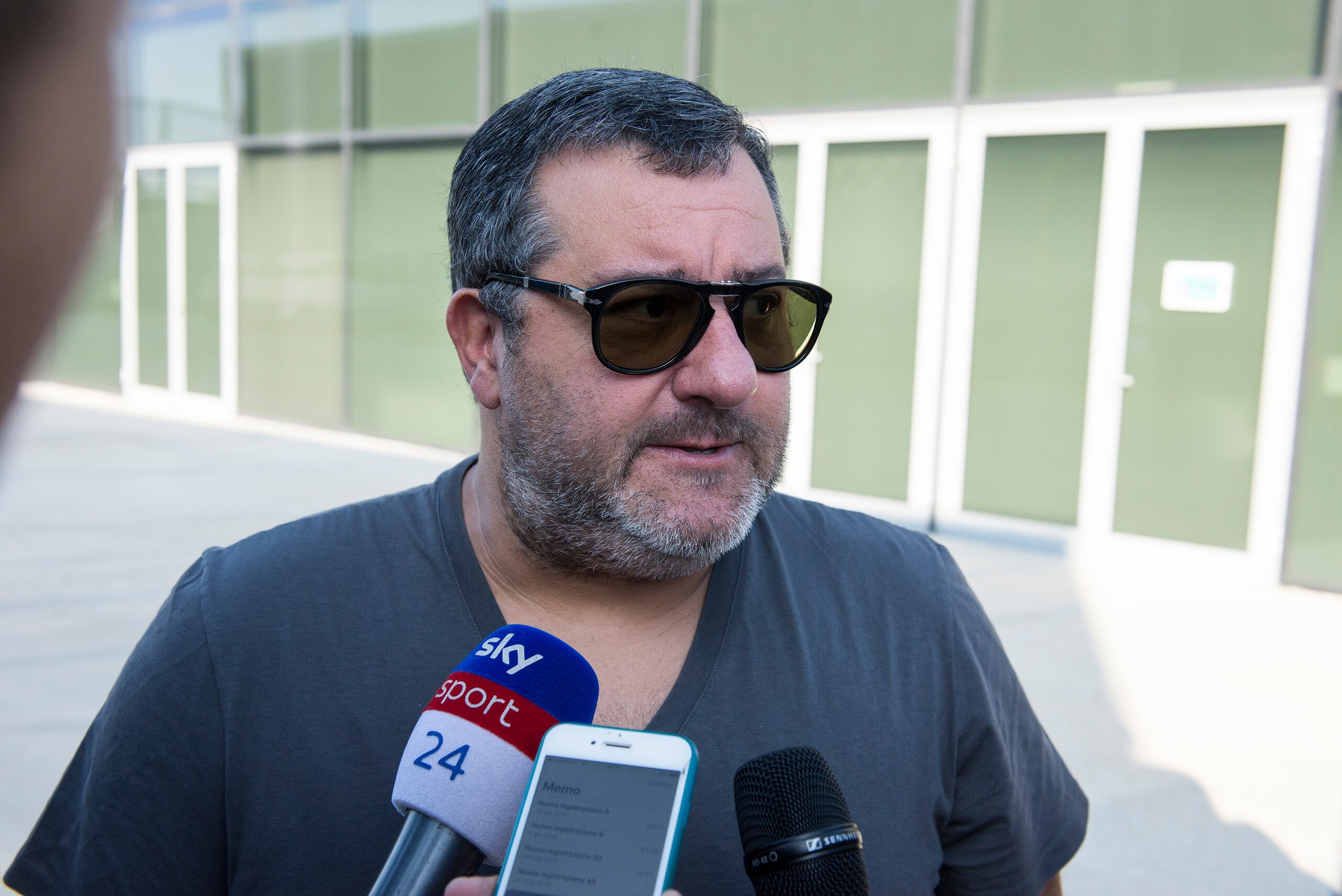 TURIN, ITALY - JULY 17: Agent Mino Raiola accompanies Matthijs De Ligt as he arrives in Turin ahead of his signing with Juventus FC on July 17, 2019 in Turin, Italy. (Photo by Stefano Guidi/Getty Images)