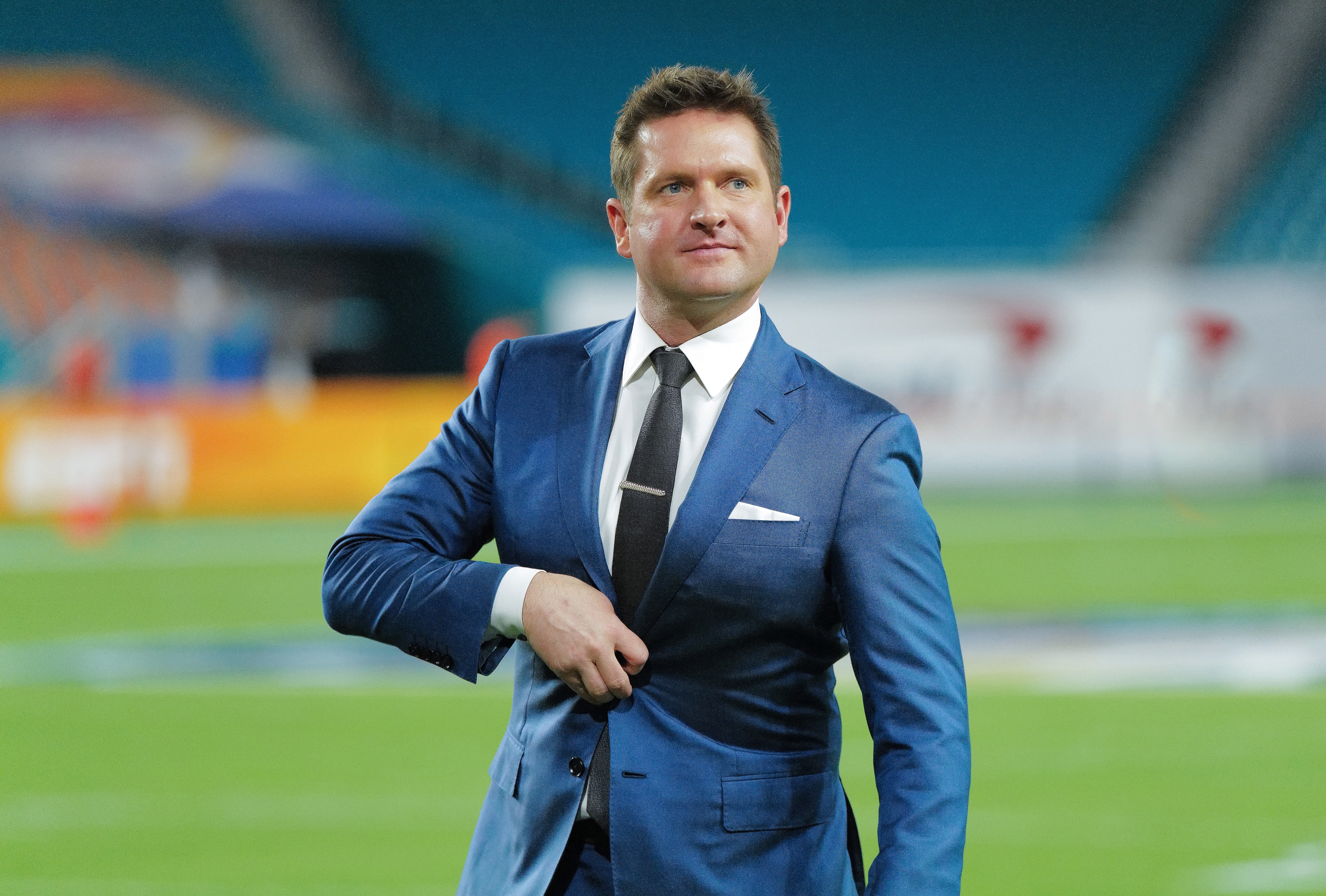 MIAMI, FLORIDA - DECEMBER 30: Todd McShay of ESPN looks on prior to the Capital One Orange Bowl between the Florida Gators and the Virginia Cavaliers at Hard Rock Stadium on December 30, 2019 in Miami, Florida. (Photo by Mark Brown/Getty Images)