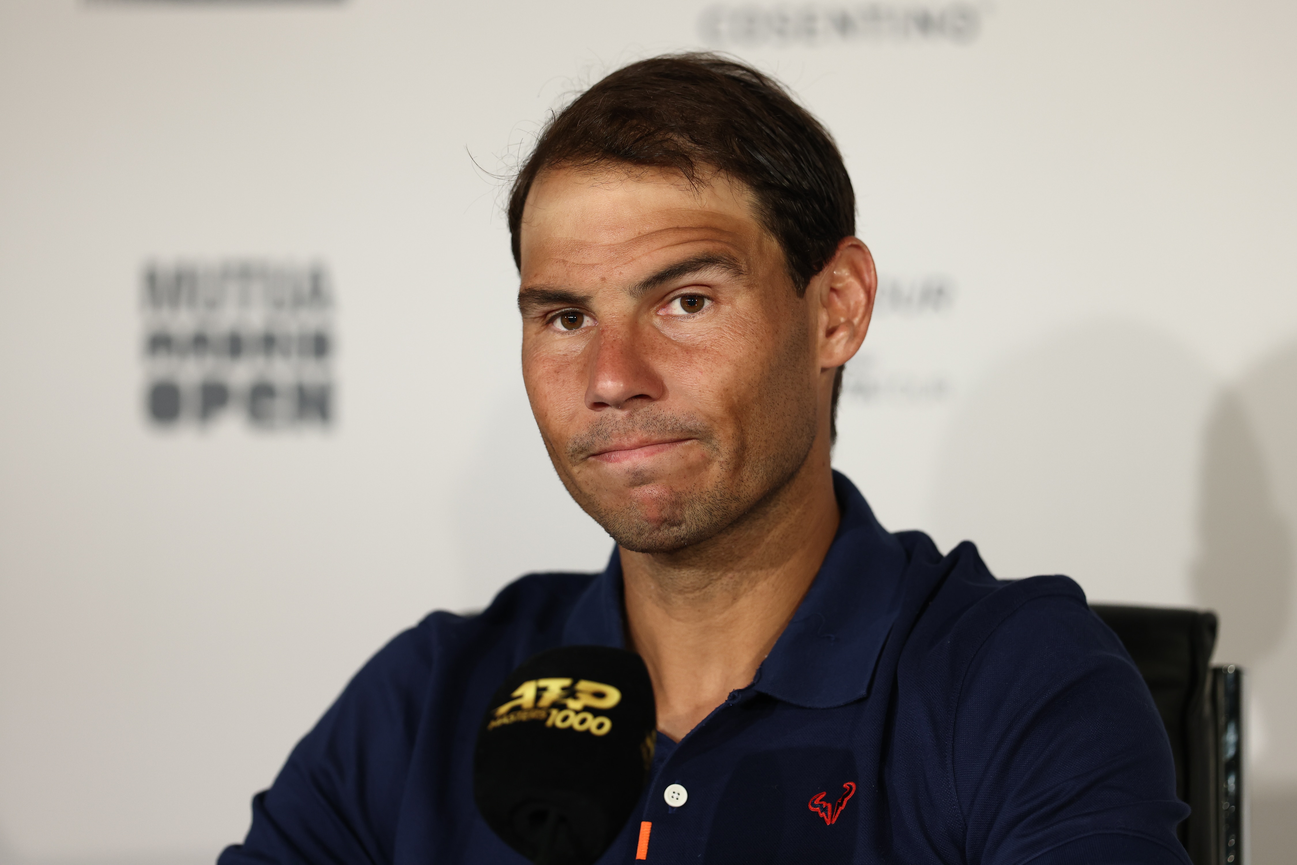 MADRID, SPAIN - MAY 01: Rafael Nadal of Spain attends his press conference during the Mutua Madrid Open 2022 celebrated at La Caja Magica on May 01, 2022, in Madrid, Spain. (Photo By Oscar J. Barroso/Europa Press via Getty Images)