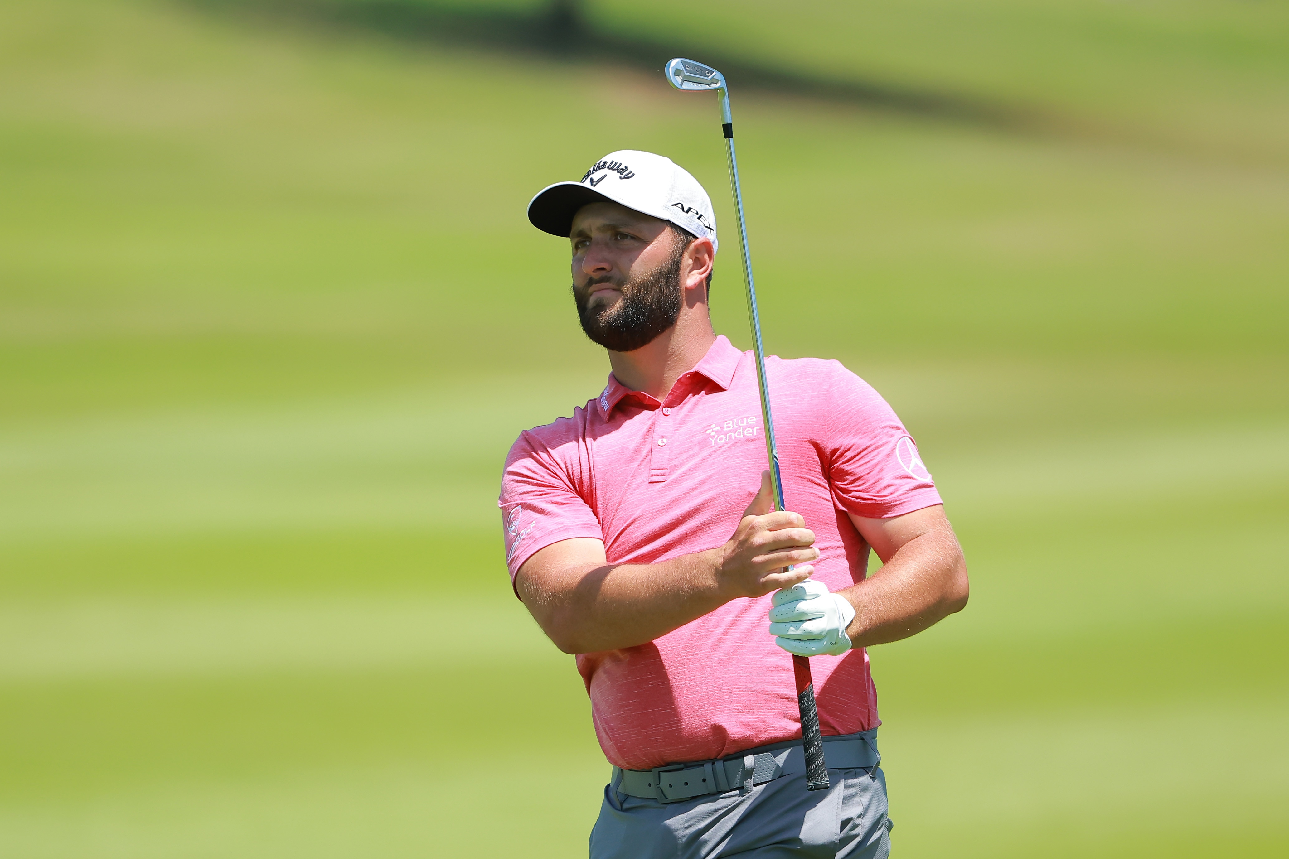 PUERTO VALLARTA, MEXICO - MAY 01: Jon Rahm of Spain plays a shot on the fourth hole during the final round of the Mexico Open at Vidanta on May 01, 2022 in Puerto Vallarta, Jalisco. (Photo by Hector Vivas/Getty Images)