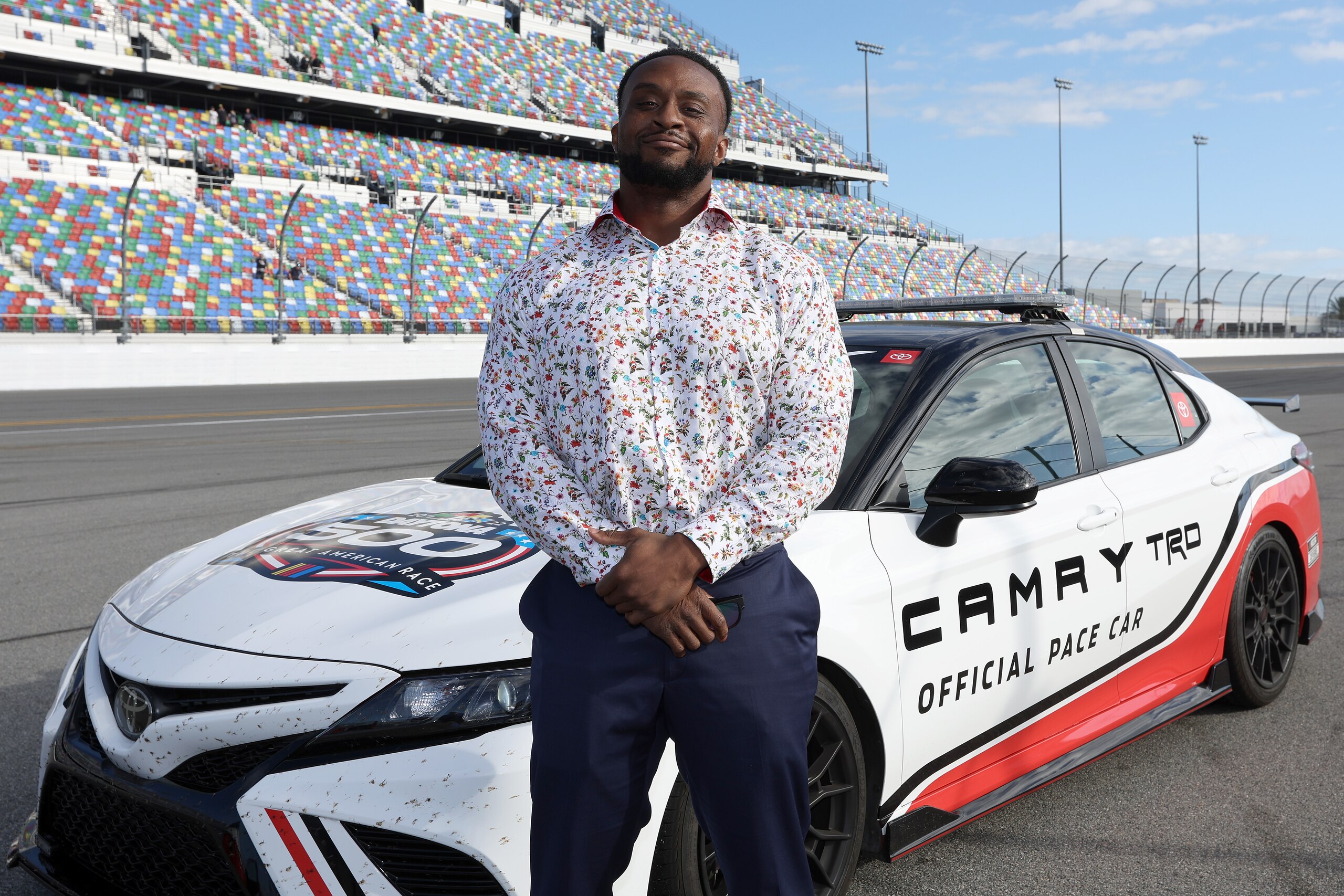 DAYTONA BEACH, FLORIDA - FEBRUARY 20: Honorary pace car driver, WWE Wrestlers Big E poses for a photo for prior to the NASCAR Cup Series 64th Annual Daytona 500 at Daytona International Speedway on February 20, 2022 in Daytona Beach, Florida. (Photo by James Gilbert/Getty Images) DAYTONA BEACH, FLORIDA - FEBRUARY 20: Honorary pace car driver, WWE Wrestlers Big E poses for a photo for prior to the NASCAR Cup Series 64th Annual Daytona 500 at Daytona International Speedway on February 20, 2022 in Daytona Beach, Florida. (Photo by James Gilbert/Getty Images)