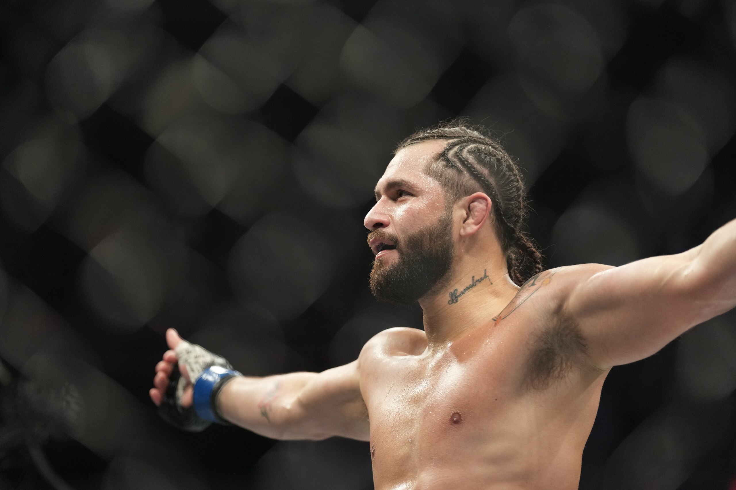 LAS VEGAS, NV - MARCH 05: Jorge Masvidal for UFC 272 on March 5, 2022, at T-Mobile Arena in Las Vegas, NV. (Photo by Louis Grasse/PxImages/Icon Sportswire via Getty Images)