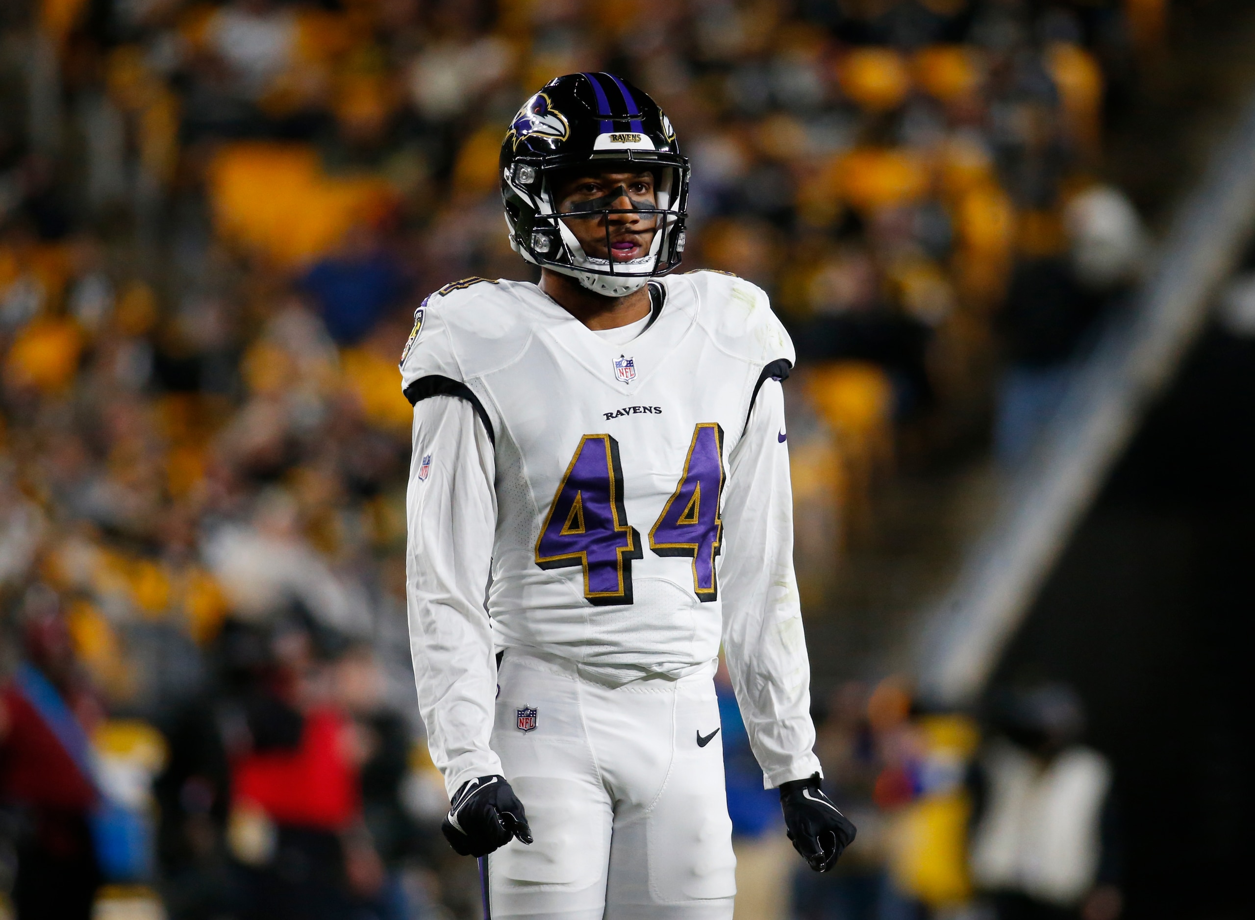 PITTSBURGH, PA - DECEMBER 05:  Marlon Humphrey #44 of the Baltimore Ravens in action on against the Pittsburgh Steelers on December 5, 2021 at Heinz Field in Pittsburgh, Pennsylvania.  (Photo by Justin K. Aller/Getty Images)