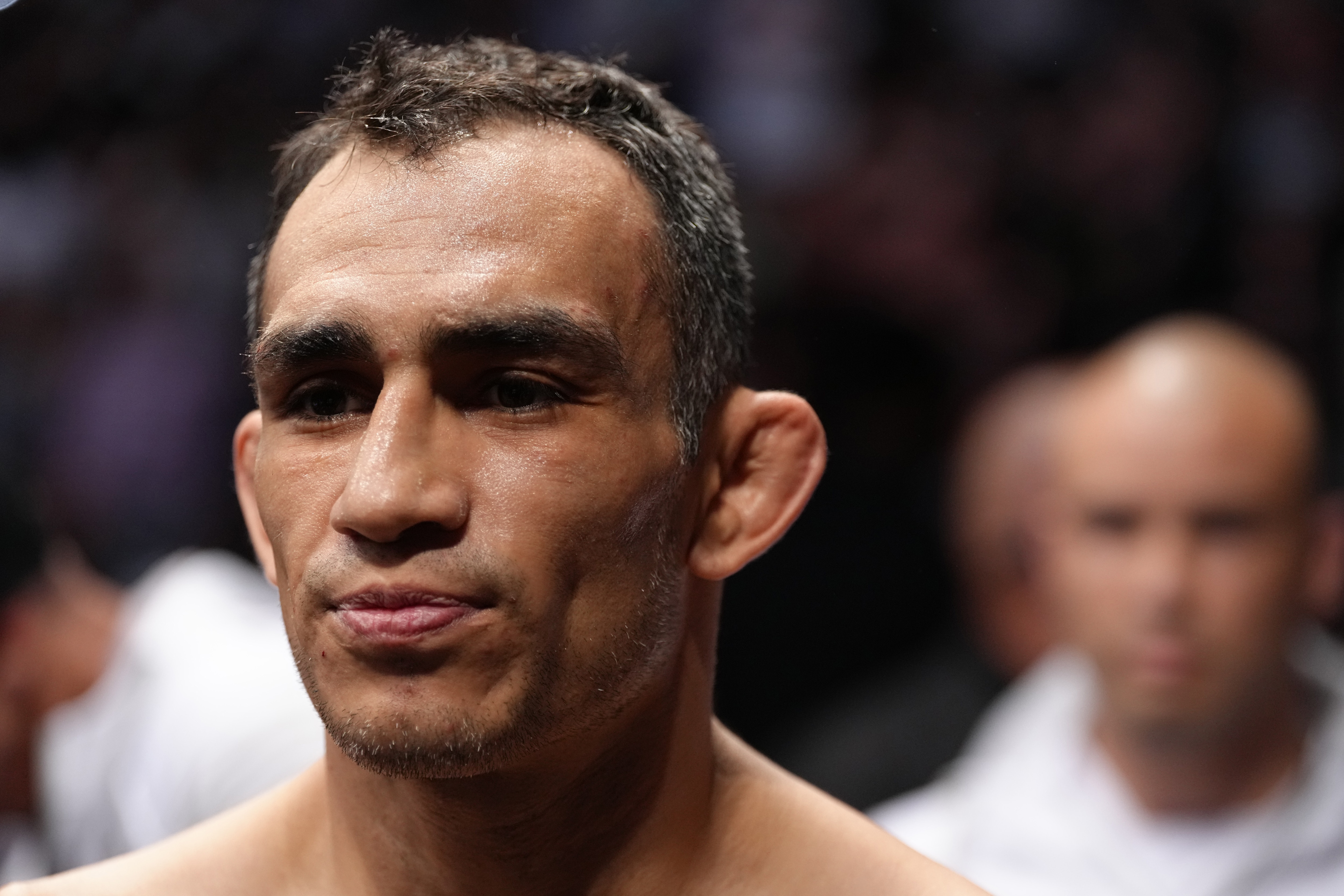 PHOENIX, ARIZONA - MAY 07:  Tony Ferguson prepares to fight Michael Chandler in a lightweight fight during the UFC 274 event at Footprint Center on May 07, 2022 in Phoenix, Arizona. (Photo by Jeff Bottari/Zuffa LLC)