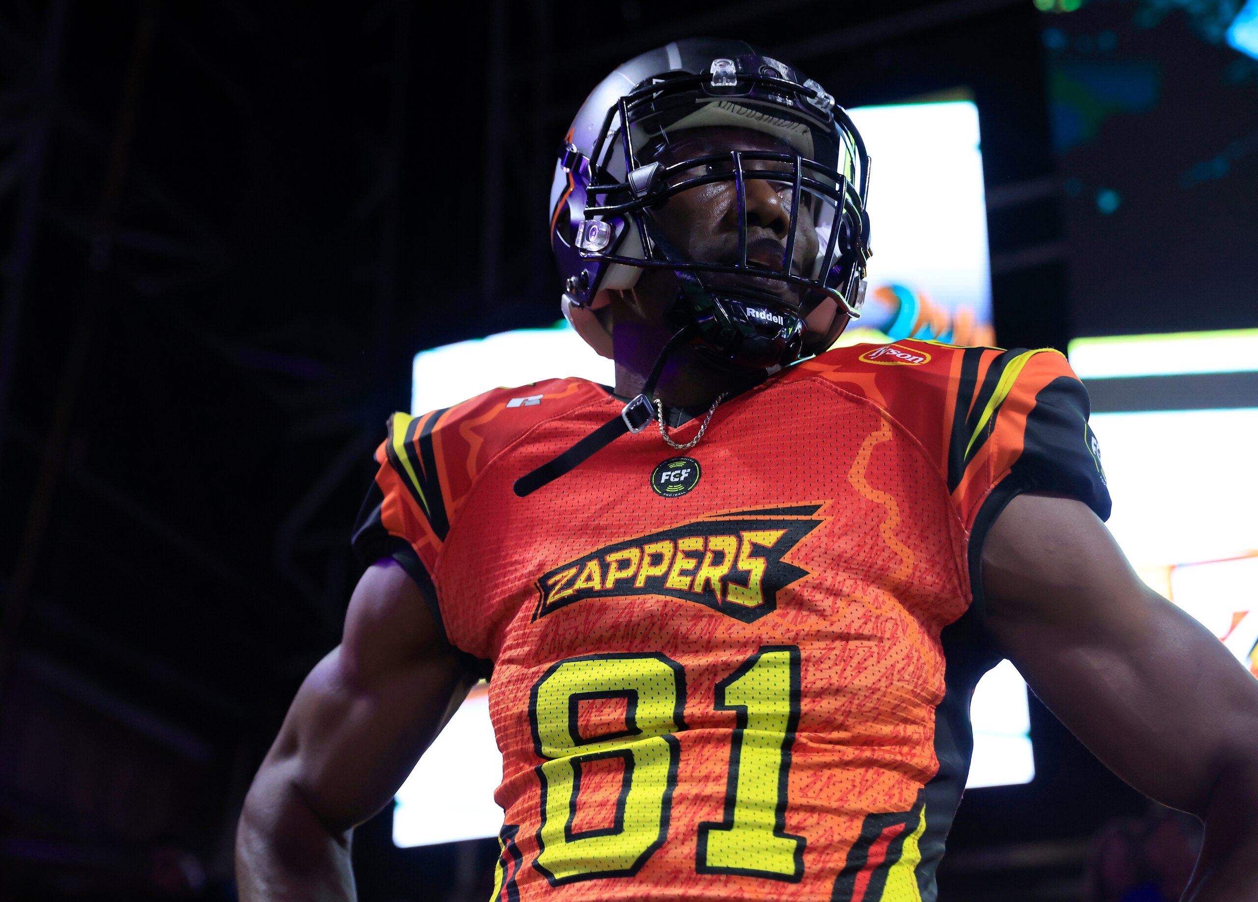 ATLANTA, GEORGIA - MAY 07: Terrell Owens #81 of the Zappers looks on prior to playing the Beasts during Fan Controlled Football Season v2.0 - Week Four on May 07, 2022 in Atlanta, Georgia. (Photo by Justin Casterline/Fan Controlled Football/Getty Images)