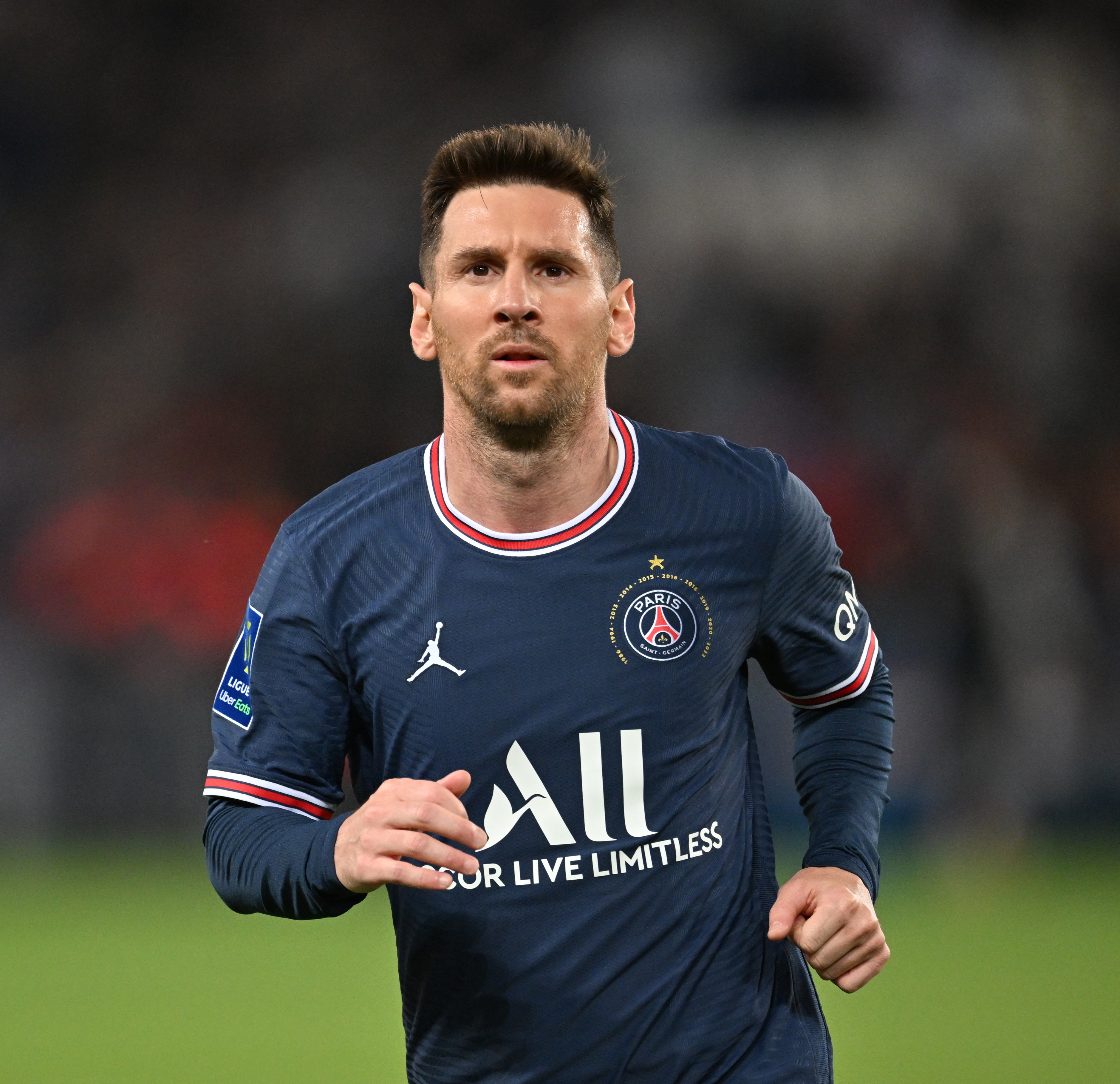 PARIS, FRANCE -  MAY 08: Lionel Messi of Paris Saint-Germain in action during the French L1 football match between Paris Saint-Germain (PSG) and ESTAC Troyes at Parc des Princes stadium in Paris, France on May 08, 2022. (Photo by Mustafa Yalcin/Anadolu Agency via Getty Images)