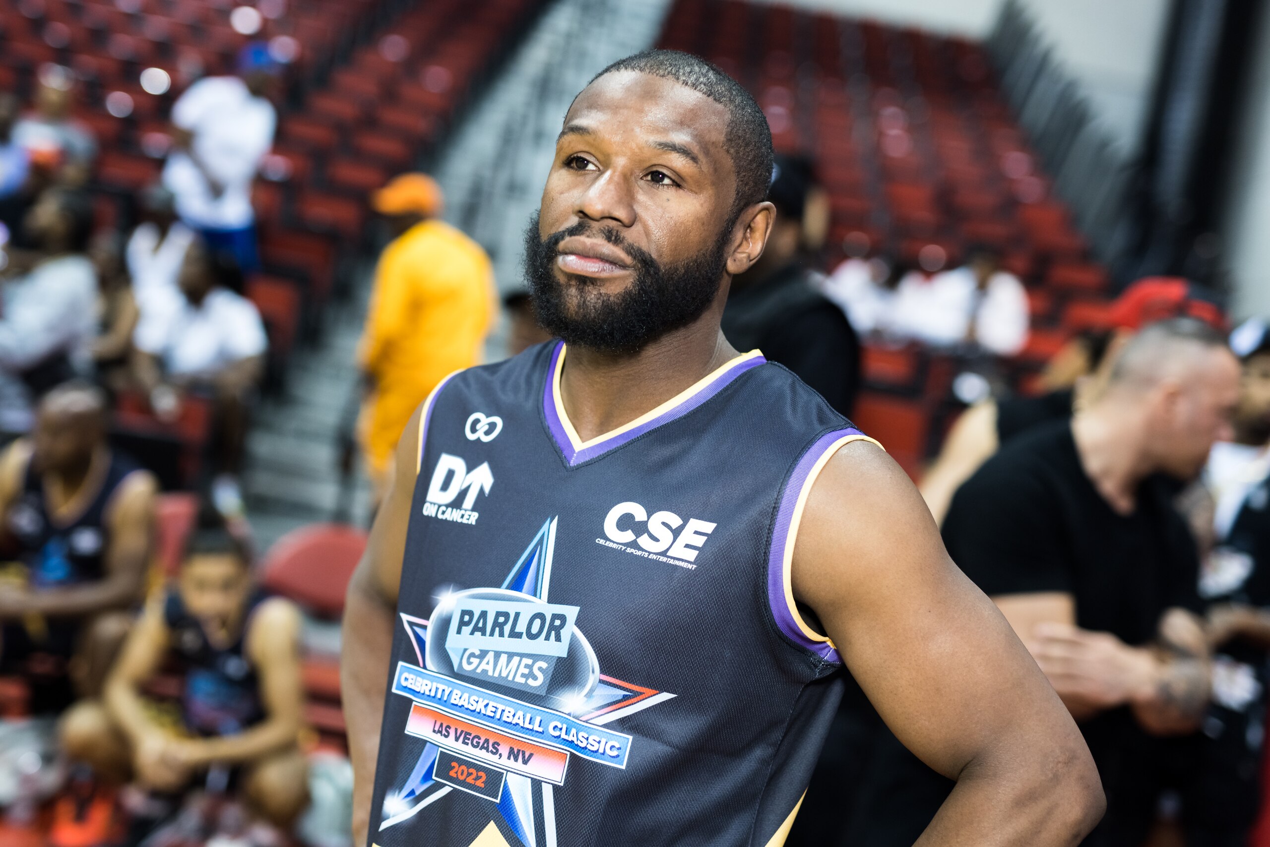 LAS VEGAS, NEVADA - APRIL 30: Floyd Mayweather plays basketball at the 2022 Parlor Games Celebrity Basketball Classic at the Cox Pavilion on April 30, 2022 in Las Vegas, Nevada. (Photo by Greg Doherty/Getty Images)