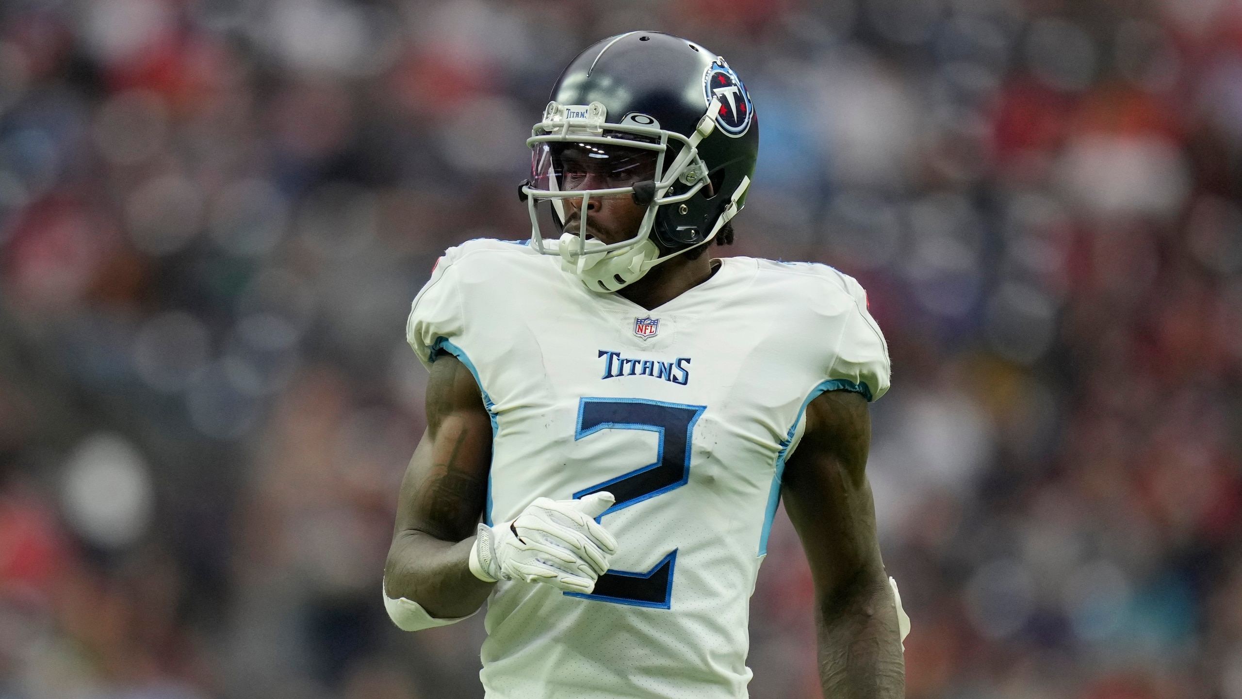 Tennessee Titans wide receiver Julio Jones (2) during the first half of an NFL football game against the Houston Texans, Sunday, Jan. 9, 2022, in Houston. (AP Photo/Eric Christian Smith) Tennessee Titans wide receiver Julio Jones (2) during the first half of an NFL football game against the Houston Texans, Sunday, Jan. 9, 2022, in Houston. (AP Photo/Eric Christian Smith)