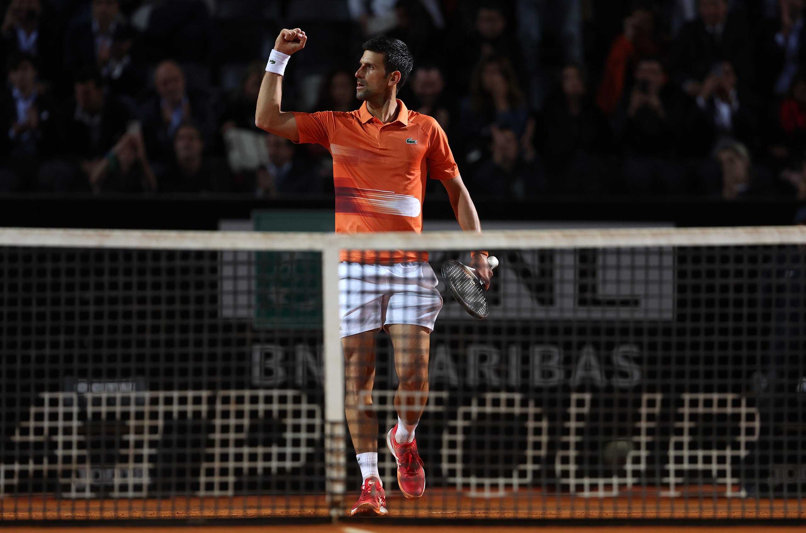 ROME, ITALY - MAY 13: Novak Djokovic of Serbia celebrates defeating Felix Auger-Aliassime of Canada in the quarter finals on day six of Internazionali BNL D'Italia at Foro Italico on May 13, 2022 in Rome, Italy. (Photo by Julian Finney/Getty Images) ROME, ITALY - MAY 13: Novak Djokovic of Serbia celebrates defeating Felix Auger-Aliassime of Canada in the quarter finals on day six of Internazionali BNL D'Italia at Foro Italico on May 13, 2022 in Rome, Italy. (Photo by Julian Finney/Getty Images)