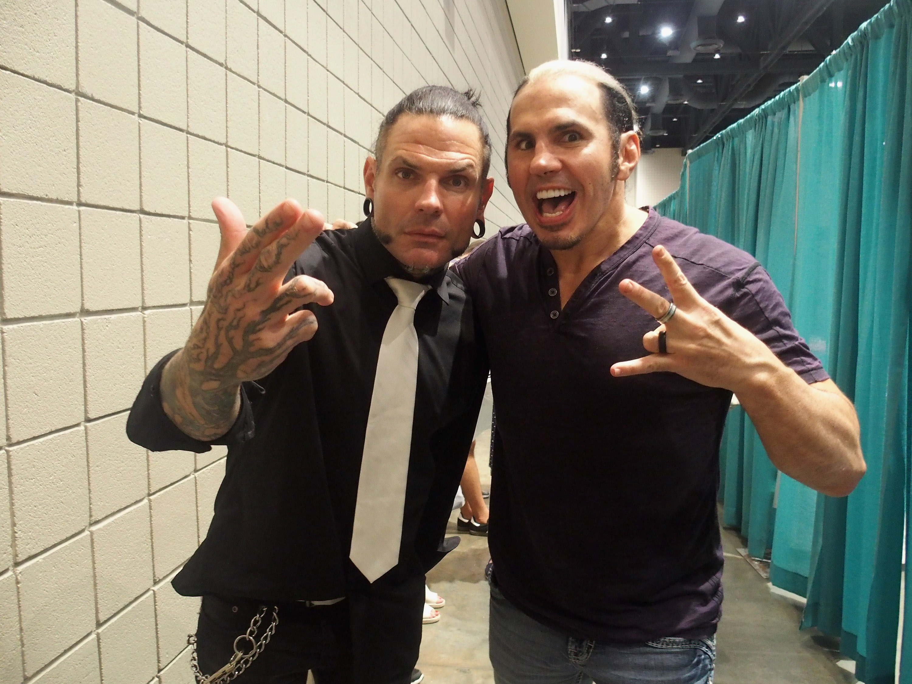 RALEIGH, NC - JULY 26:  Jeff Hardy and  Matt Hardy attend the GalaxyCon Raleigh 2019 at Raleigh Convention Center on July 26, 2019 in Raleigh, North Carolina.  (Photo by Bobby Bank/Getty Images)
