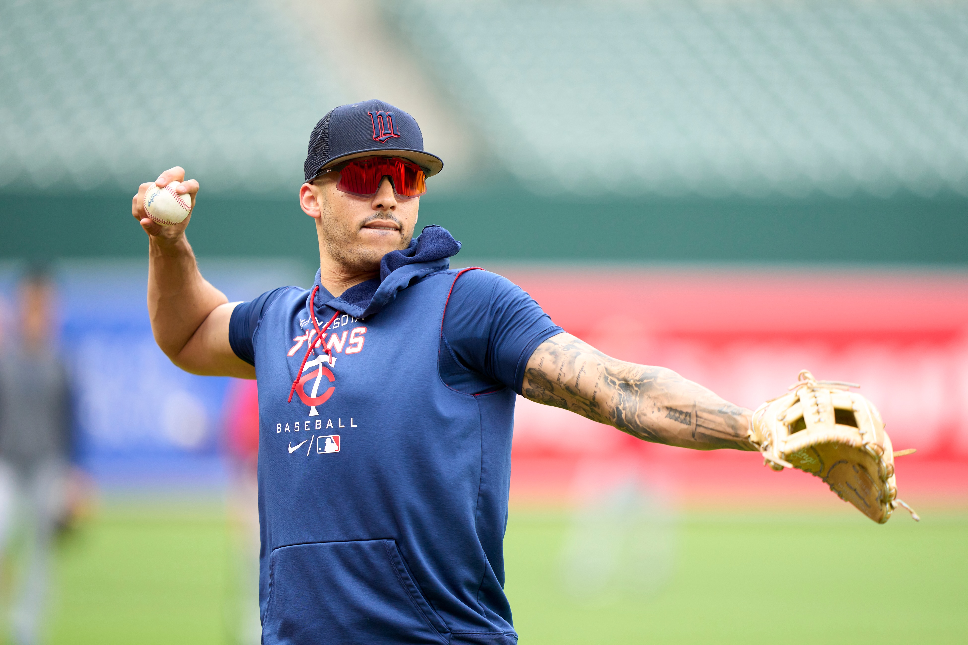 Baseball: Minnesota Twins Carlos Correa (4) throwing prior to game vs Baltimore Orioles at Oriole Park at Camden Yards.
Baltimore, MD 5/5/2022
CREDIT: Erick W. Rasco (Photo by Erick W. Rasco/Sports Illustrated via Getty Images)
(Set Number: X164045 TK1)