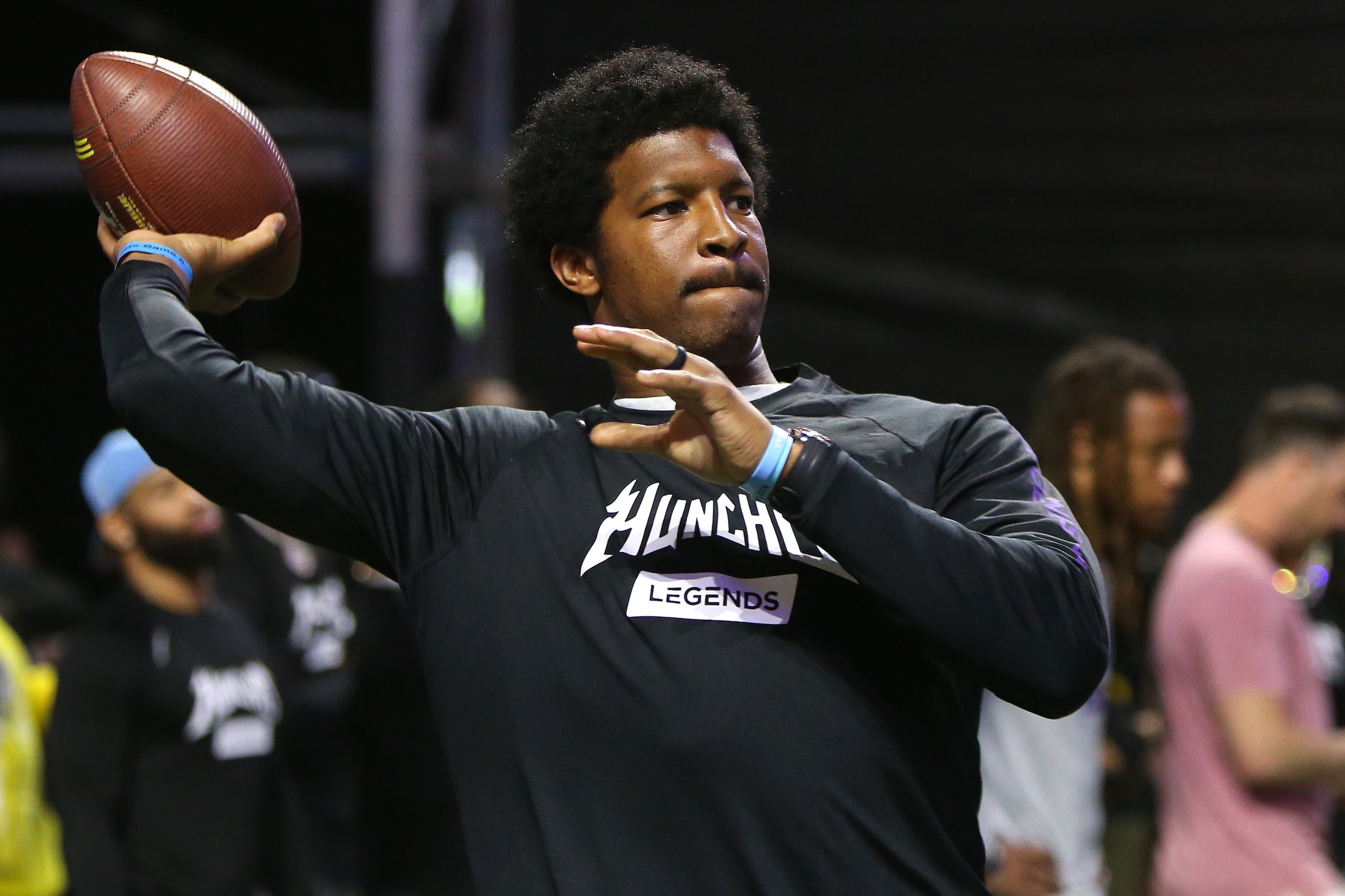 ATLANTA, GEORGIA - APRIL 30: Jameis Winston of Team Quavo throws a pass in the celebrity game during Fan Controlled Football Season v2.0 - Week Three on April 30, 2022 in Atlanta, Georgia. (Photo by Brett Davis/Fan Controlled Football/Getty Images) ATLANTA, GEORGIA - APRIL 30: Jameis Winston of Team Quavo throws a pass in the celebrity game during Fan Controlled Football Season v2.0 - Week Three on April 30, 2022 in Atlanta, Georgia. (Photo by Brett Davis/Fan Controlled Football/Getty Images)