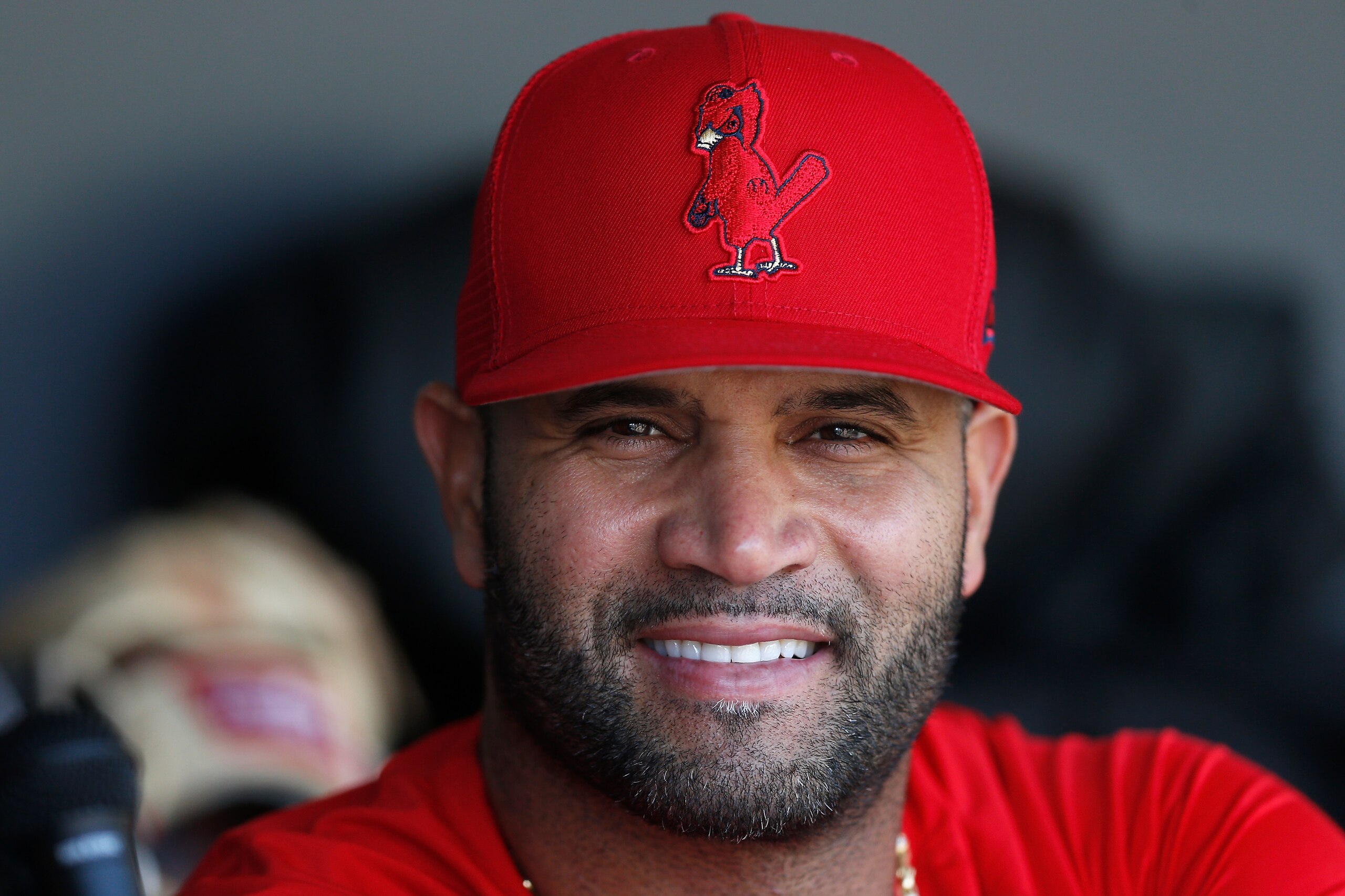 SAN FRANCISCO, CALIFORNIA - MAY 07: Albert Pujols #5 of the St. Louis Cardinals looks on from the dugout before the game against the San Francisco Giants at Oracle Park on May 07, 2022 in San Francisco, California. (Photo by Lachlan Cunningham/Getty Images) SAN FRANCISCO, CALIFORNIA - MAY 07: Albert Pujols #5 of the St. Louis Cardinals looks on from the dugout before the game against the San Francisco Giants at Oracle Park on May 07, 2022 in San Francisco, California. (Photo by Lachlan Cunningham/Getty Images)