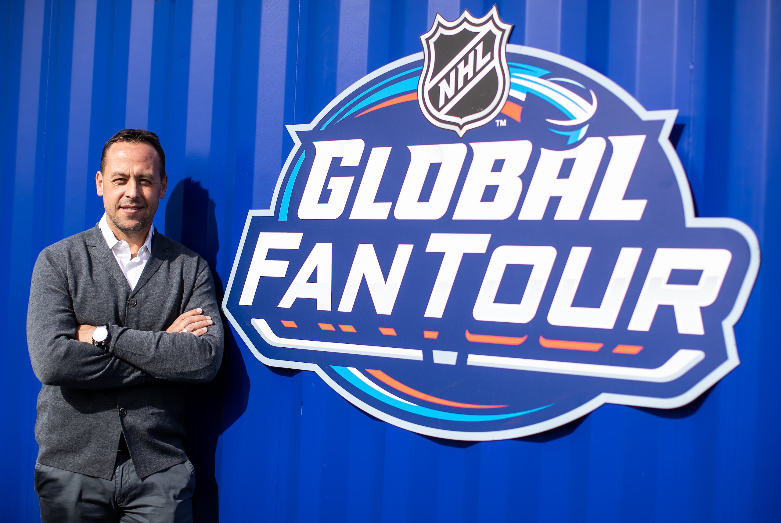 COLOGNE, GERMANY - OCTOBER 03:  German national coach Marco Sturm is seen at the NHL Global Fan Tour prior to the NHL Global Series Challenge game between Edmonton Oilers and Kolner Haie at Lanxess Arena on October 3, 2018 in Cologne, Germany.  (Photo by Lars Baron/NHLI via Getty Images)