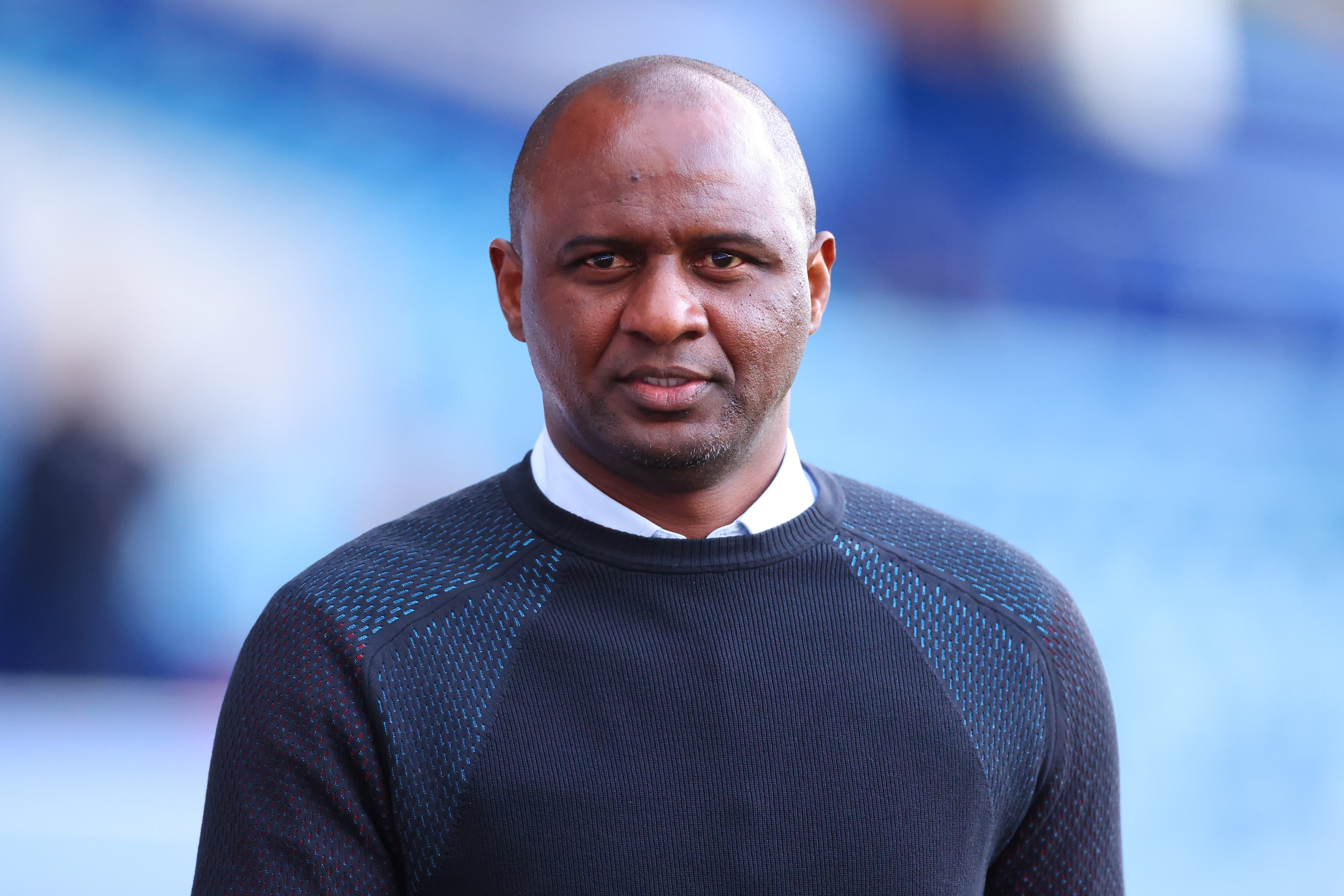 LIVERPOOL, ENGLAND - MAY 19: Patrick Vieira the head coach / manager of Crystal Palace ahead of the Premier League match between Everton and Crystal Palace at Goodison Park on May 19, 2022 in Liverpool, United Kingdom. (Photo by Robbie Jay Barratt - AMA/Getty Images)
