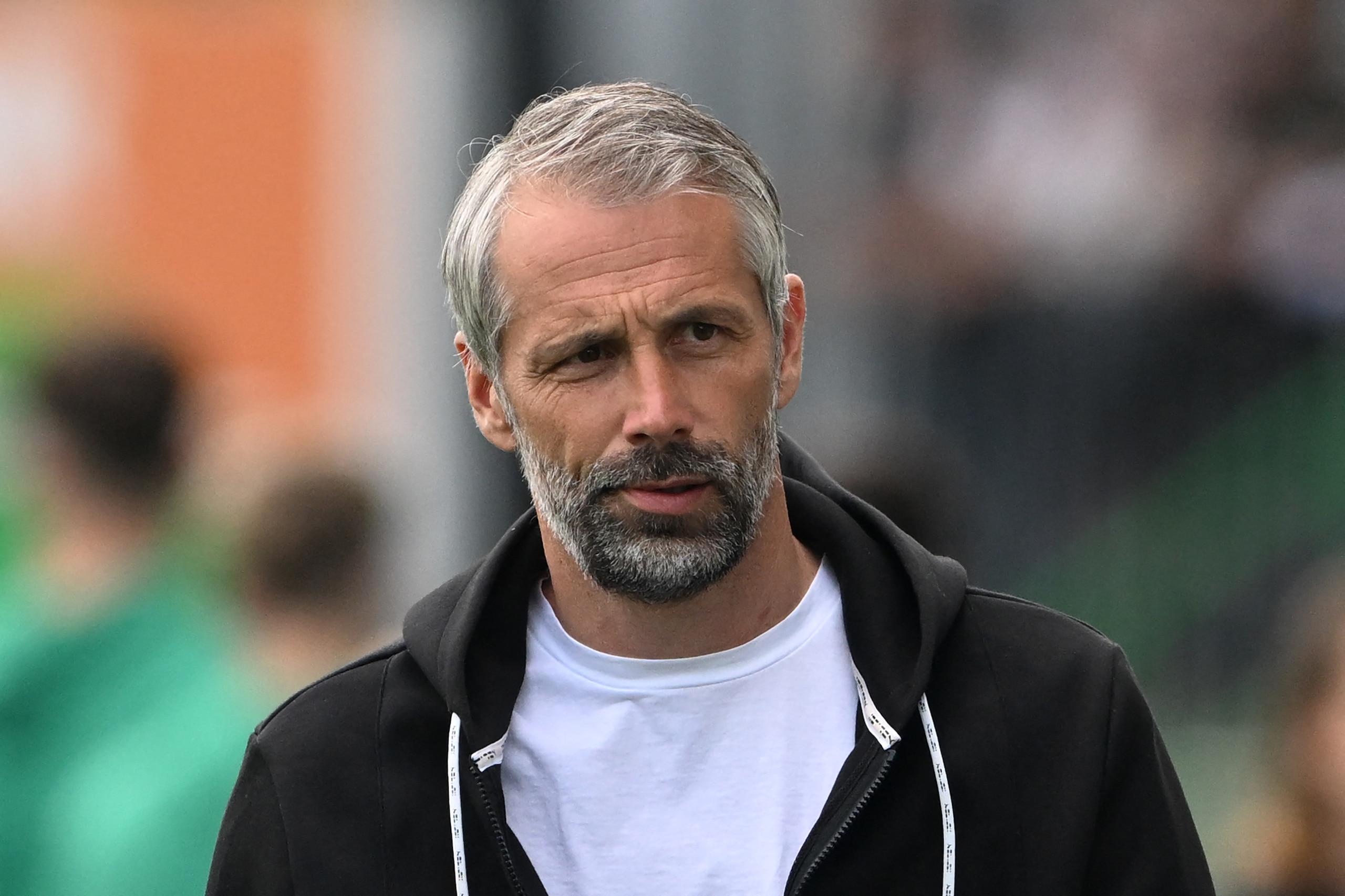 Dortmund's German head coach Marco Rose arrives for an interview prior to the German first division Bundesliga football match between SpVgg Greuther Fuerth and Borussia Dortmund in Fuerth on May 7, 2022. - DFL REGULATIONS PROHIBIT ANY USE OF PHOTOGRAPHS AS IMAGE SEQUENCES AND/OR QUASI-VIDEO (Photo by Christof STACHE / AFP) / DFL REGULATIONS PROHIBIT ANY USE OF PHOTOGRAPHS AS IMAGE SEQUENCES AND/OR QUASI-VIDEO (Photo by CHRISTOF STACHE/AFP via Getty Images)