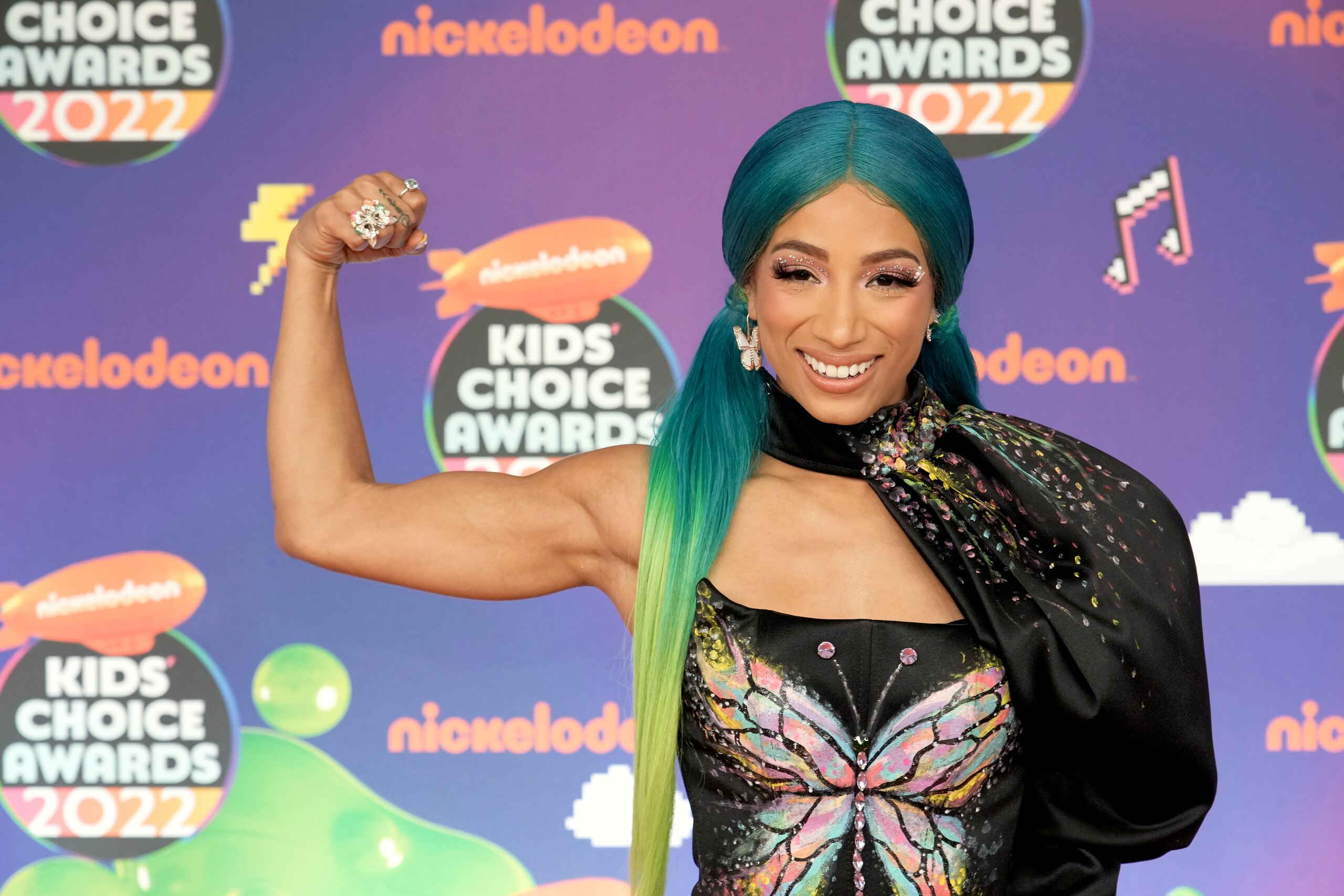 SANTA MONICA, CALIFORNIA - APRIL 09: Sasha Banks attends the Nickelodeon's Kids' Choice Awards 2022 at Barker Hangar on April 09, 2022 in Santa Monica, California. (Photo by Jeff Kravitz/FilmMagic)