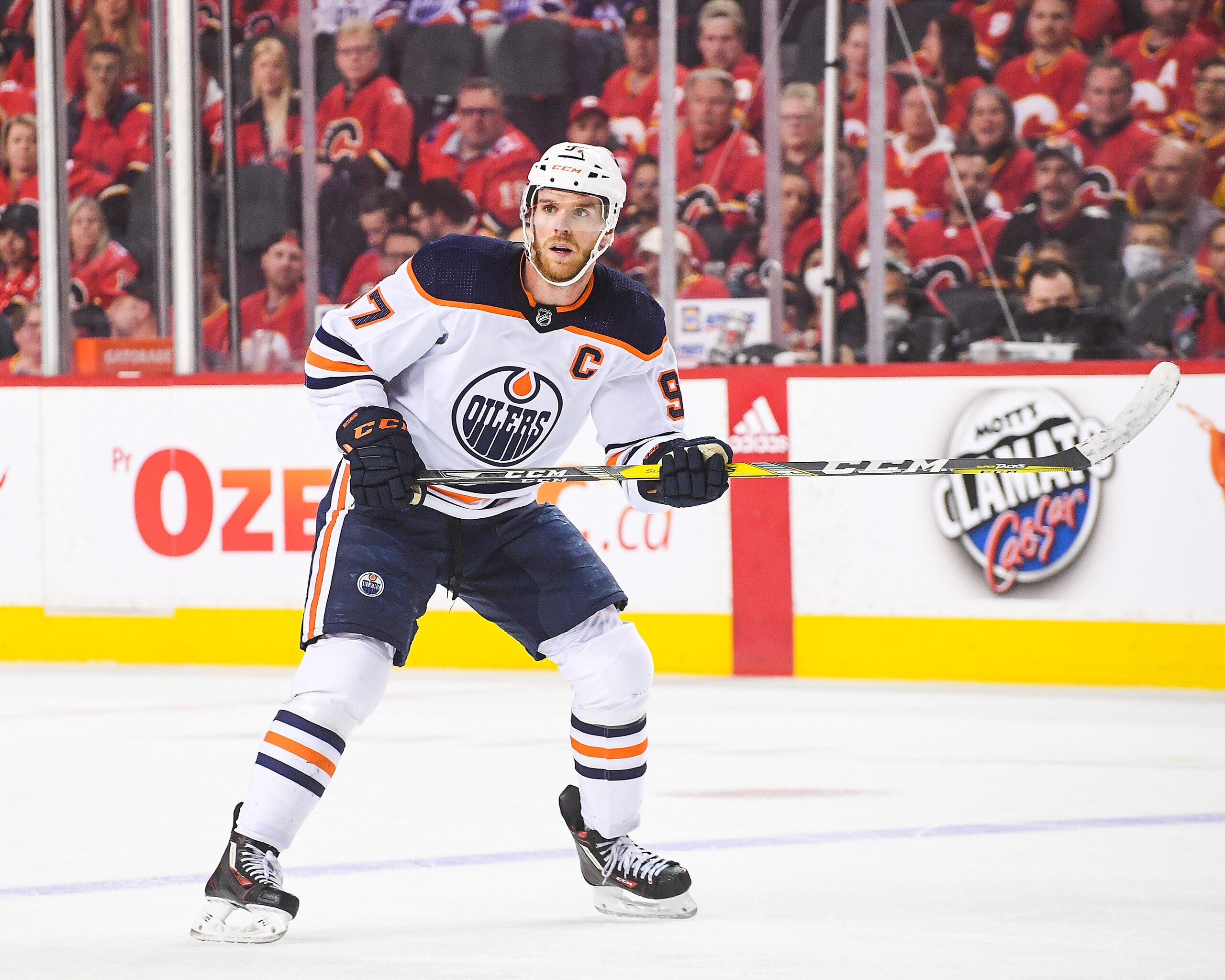 CALGARY, AB - MAY 18: Connor McDavid #97 of the Edmonton Oilers in action against the Calgary Flames during Game One of the Second Round of the 2022 Stanley Cup Playoffs at Scotiabank Saddledome on May 18, 2022 in Calgary, Alberta, Canada. (Photo by Derek Leung/Getty Images)