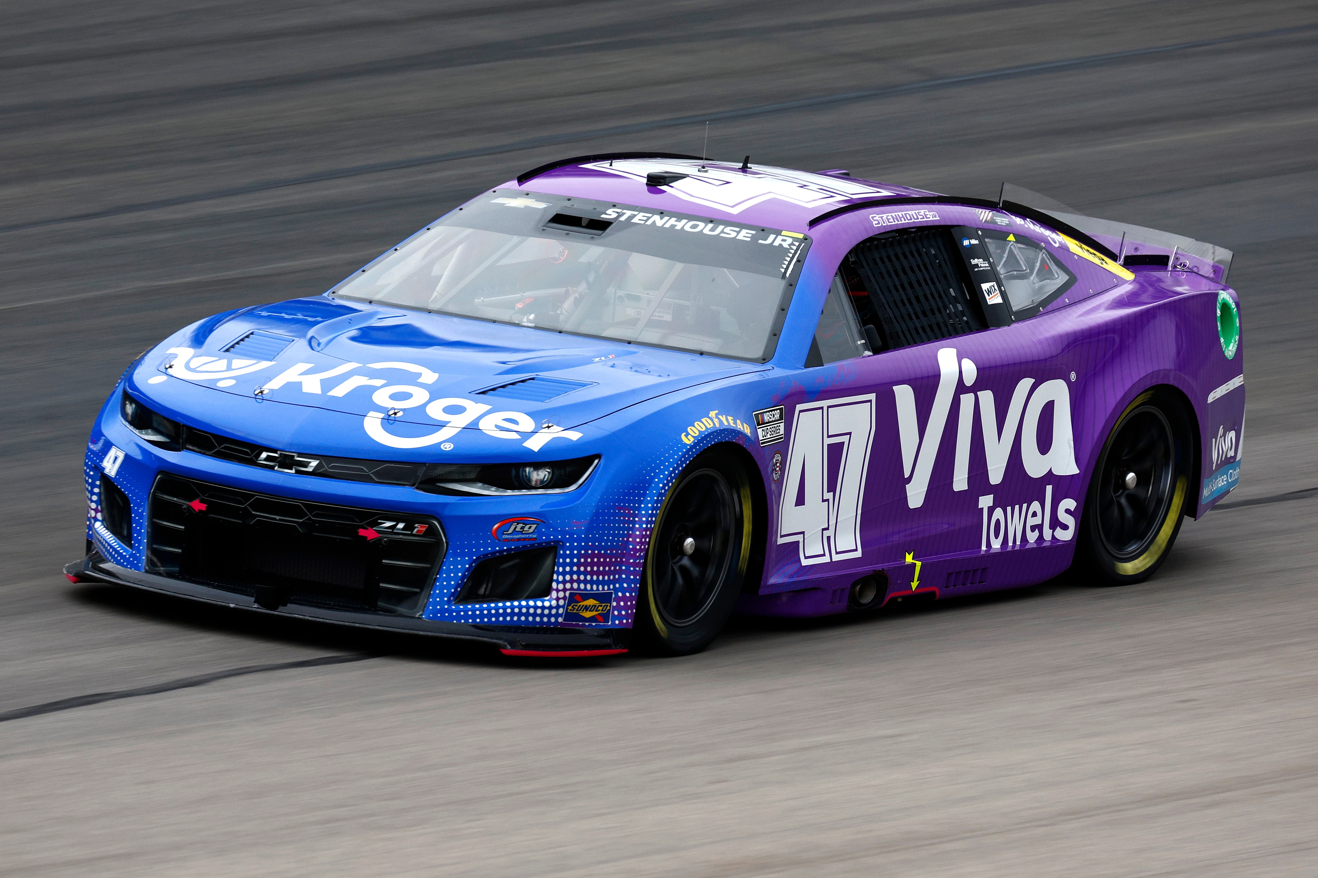FORT WORTH, TEXAS - MAY 21: Ricky Stenhouse Jr., driver of the #47 Kroger/Wise Chevrolet, drives during qualifying for the NASCAR Cup Series All-Star Race at Texas Motor Speedway on May 21, 2022 in Fort Worth, Texas. (Photo by Jared C. Tilton/Getty Images)