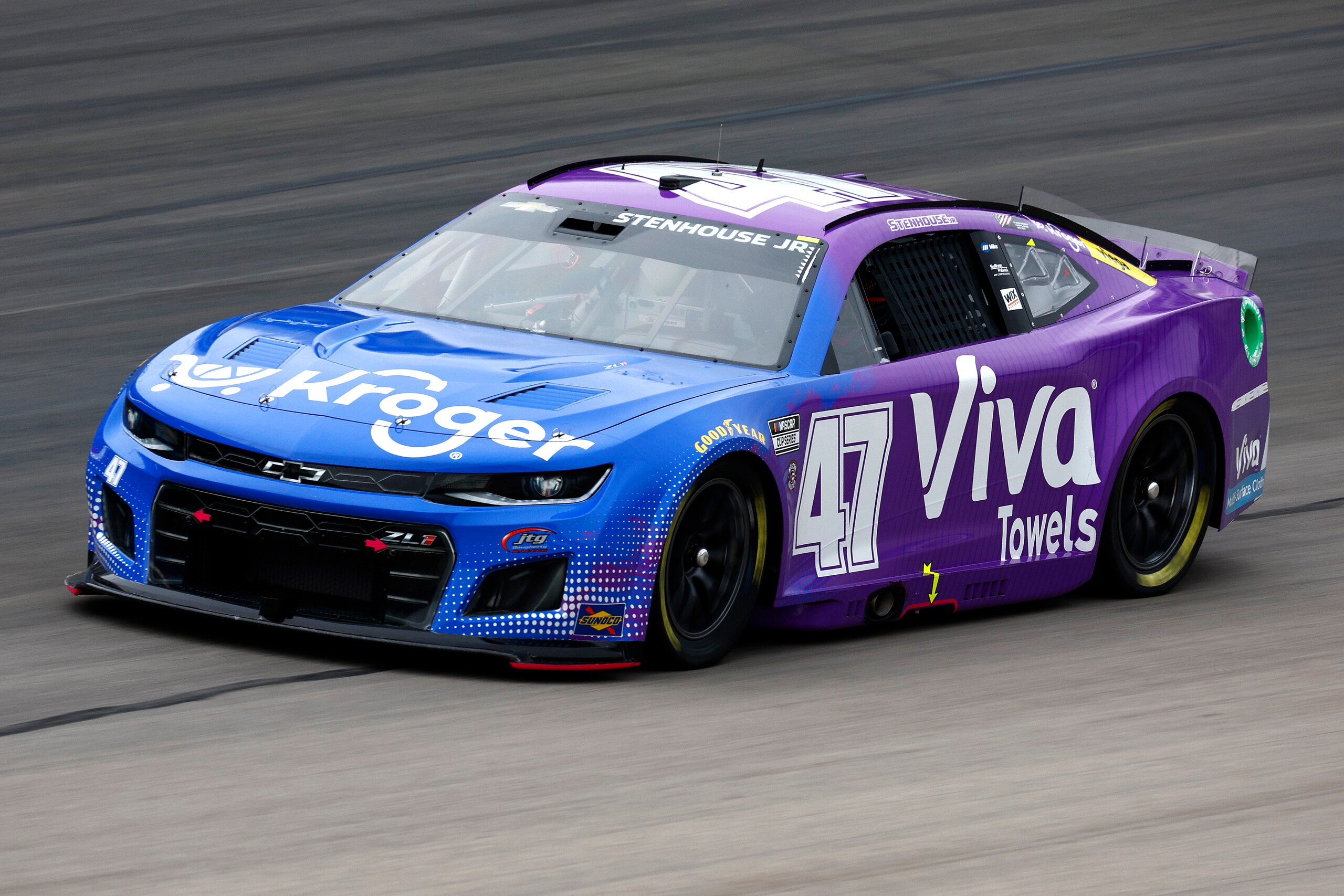 FORT WORTH, TEXAS - MAY 21: Ricky Stenhouse Jr., driver of the #47 Kroger/Wise Chevrolet, drives during qualifying for the NASCAR Cup Series All-Star Race at Texas Motor Speedway on May 21, 2022 in Fort Worth, Texas. (Photo by Jared C. Tilton/Getty Images)