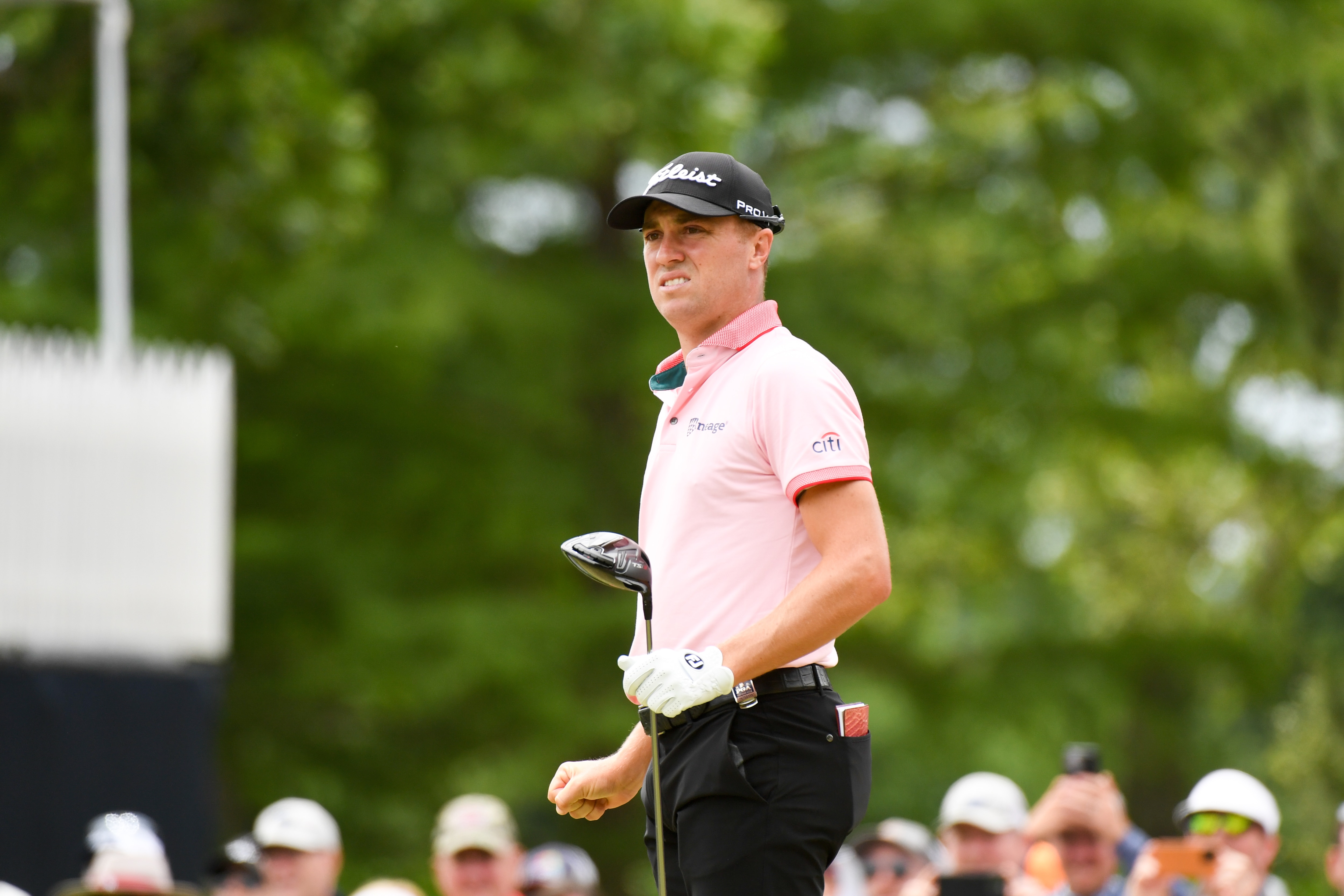 TULSA, OK - MAY 22: Justin Thomas watches his shot from the seventh tee during the final round of the 2022 PGA Championship at the Southern Hills on May 22, 2022 in Tulsa, Oklahoma. (Photo by Montana Pritchard/PGA of America via Getty Images)