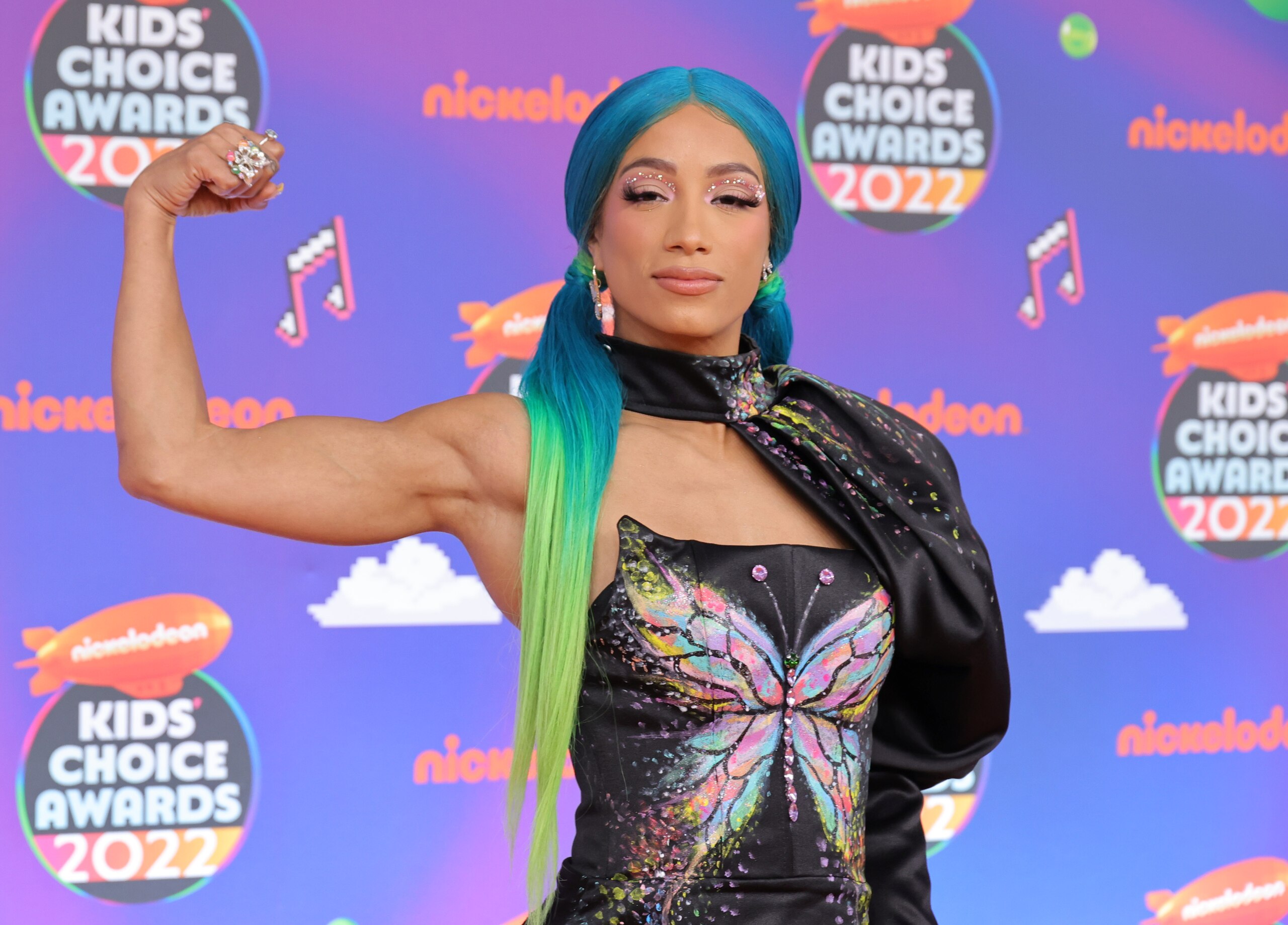 SANTA MONICA, CALIFORNIA - APRIL 09: Sasha Banks attends the Nickelodeon's Kids' Choice Awards 2022 at Barker Hangar on April 09, 2022 in Santa Monica, California. (Photo by Momodu Mansaray/WireImage)