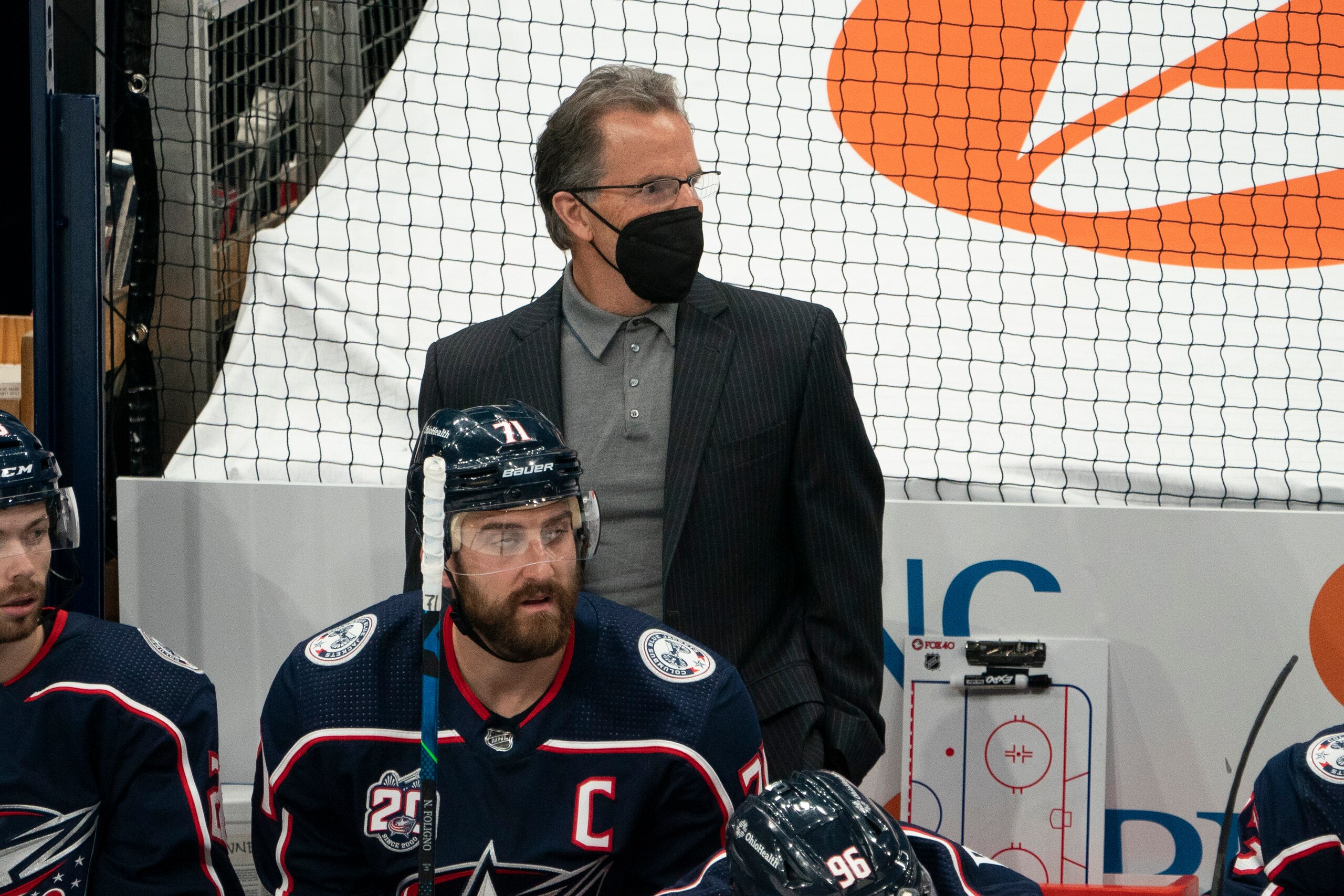 COLUMBUS, OH - MARCH 25: Columbus Blue Jackets Head Coach John Tortorella looks on during the game between the Columbus Blue Jackets and the Carolina Hurricanes at Nationwide Arena in Columbus, OH on Match 25, 2021. (Photo by Jason Mowry/Icon Sportswire via Getty Images)