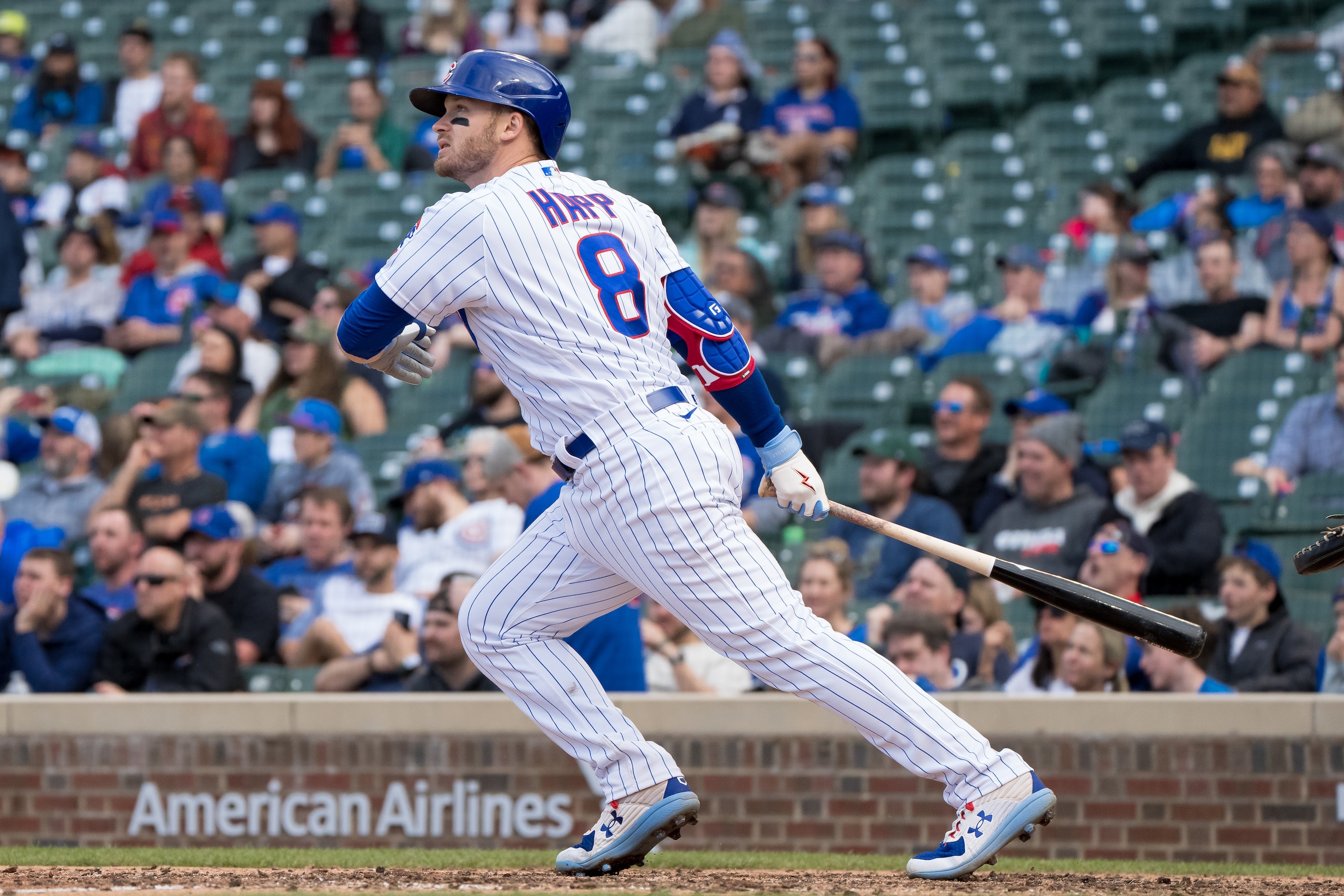 CHICAGO, IL - APRIL 24: Ian Happ of the Chicago Cubs watches the flight of the ball in a game against the Pittsburgh Pirates at Wrigley Field on April 24, 2022 in Chicago, Illinois. (Photo by Matt Dirksen/Getty Images) CHICAGO, IL - APRIL 24: Ian Happ of the Chicago Cubs watches the flight of the ball in a game against the Pittsburgh Pirates at Wrigley Field on April 24, 2022 in Chicago, Illinois. (Photo by Matt Dirksen/Getty Images)
