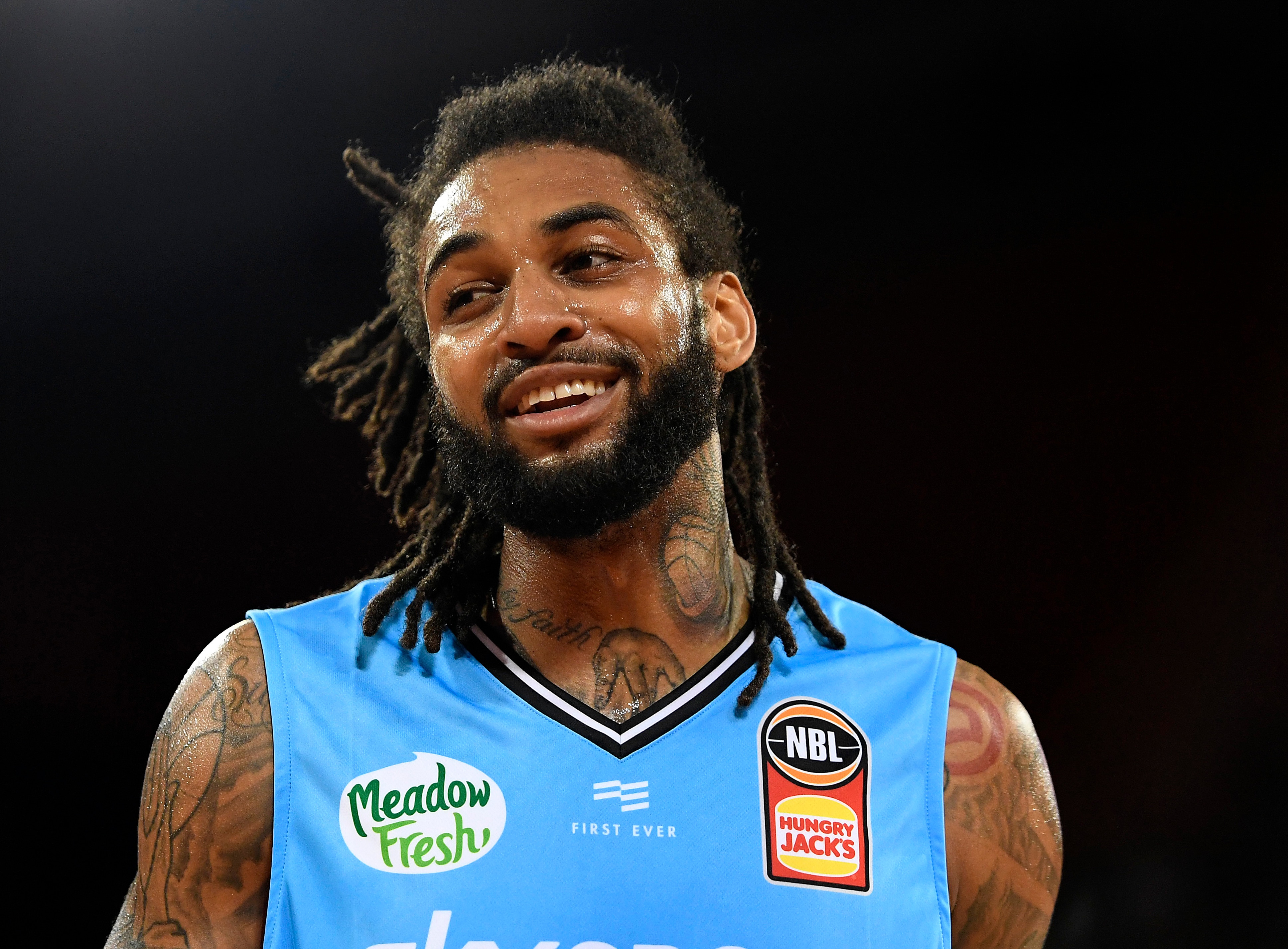 CAIRNS, AUSTRALIA - DECEMBER 06: Glen Rice Jr of the Breakers looks on during the round 10 NBL match between the Cairns Taipans and the New Zealand Breakers at the Cairns Convention Centre on December 06, 2019 in Cairns, Australia. (Photo by Ian Hitchcock/Getty Images)