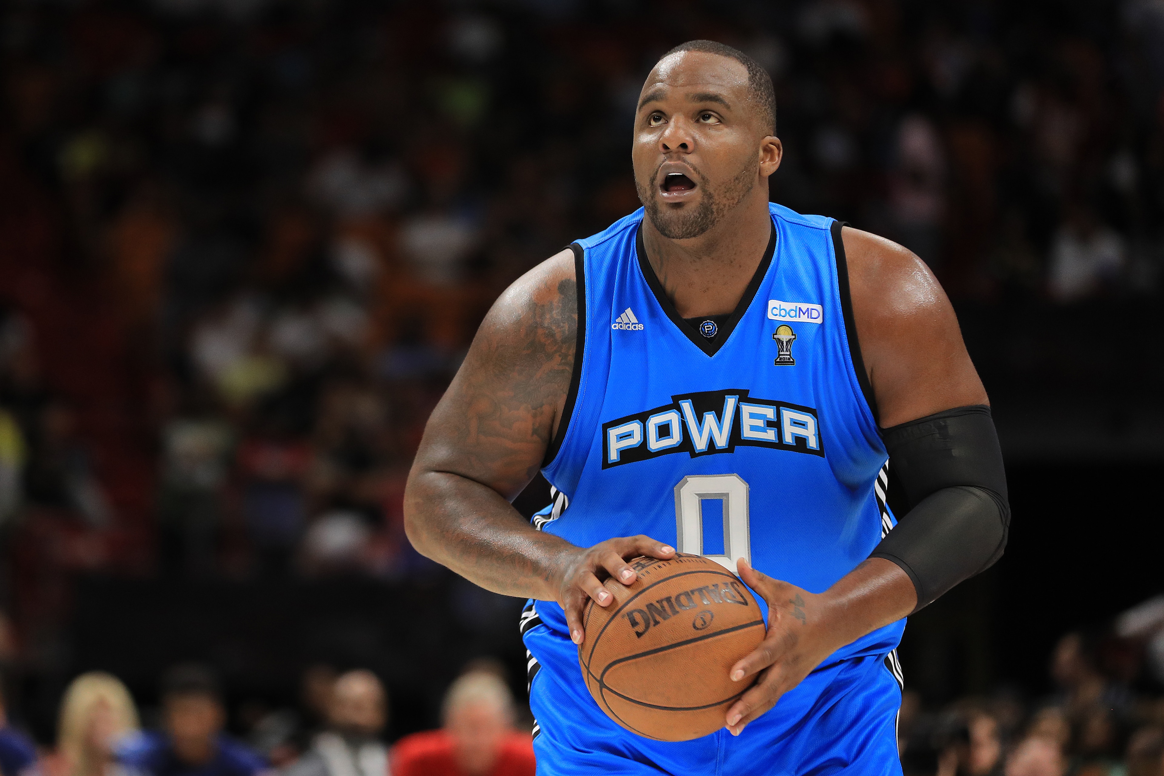 MIAMI, FLORIDA - AUGUST 10: Glen Davis #0 of the Power shoots a free throw during week eight of the BIG3 three on three basketball league at AmericanAirlines Arena on August 10, 2019 in Miami, Florida. (Photo by Mike Ehrmann/BIG3 via Getty Images) MIAMI, FLORIDA - AUGUST 10: Glen Davis #0 of the Power shoots a free throw during week eight of the BIG3 three on three basketball league at AmericanAirlines Arena on August 10, 2019 in Miami, Florida. (Photo by Mike Ehrmann/BIG3 via Getty Images)