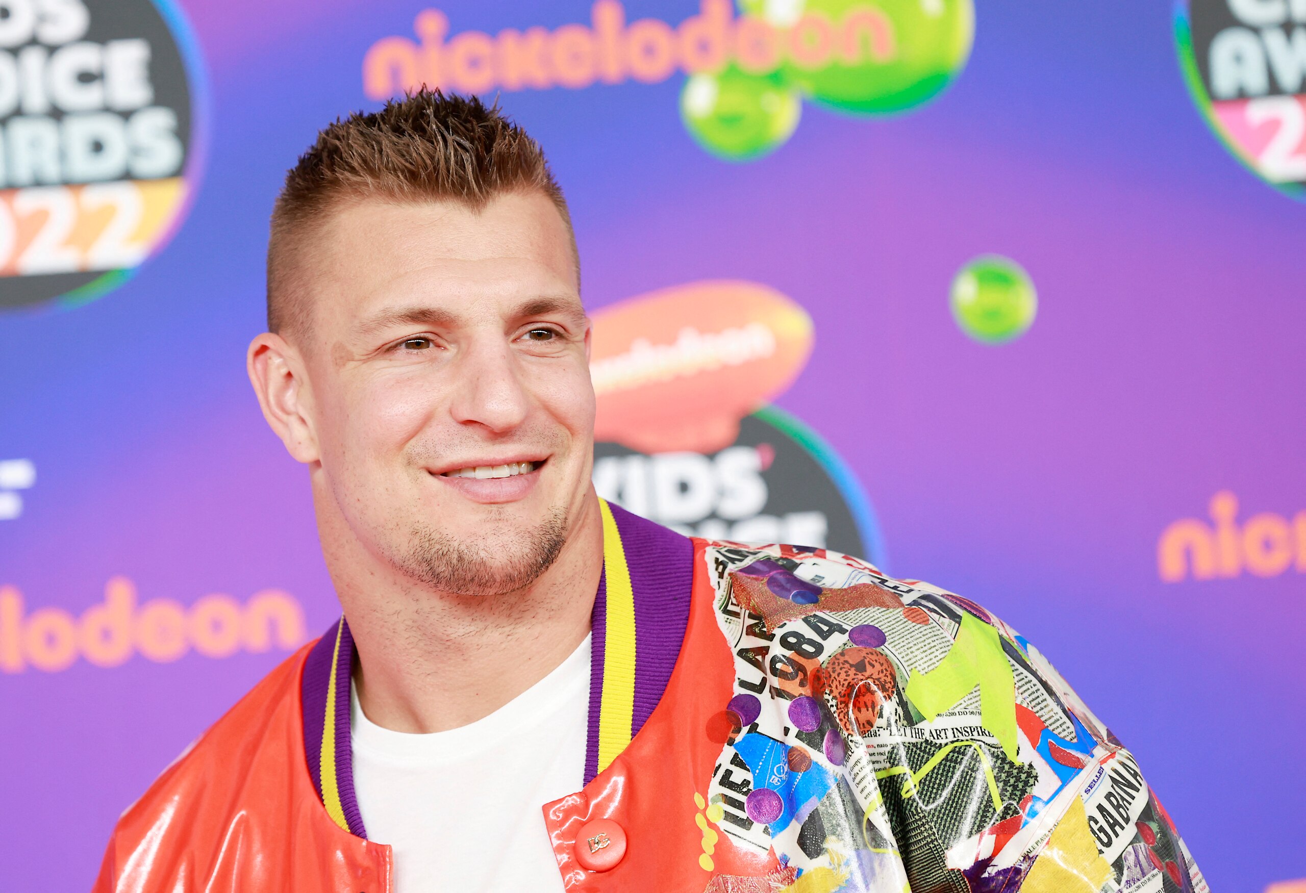 Pro-football player Rob Gronkowski attends the 2022 Nickelodeon Kids' Choice Awards held at Barker Hangar in Santa Monica, California, April 9, 2022. (Photo by Michael Tran / AFP) (Photo by MICHAEL TRAN/AFP via Getty Images)