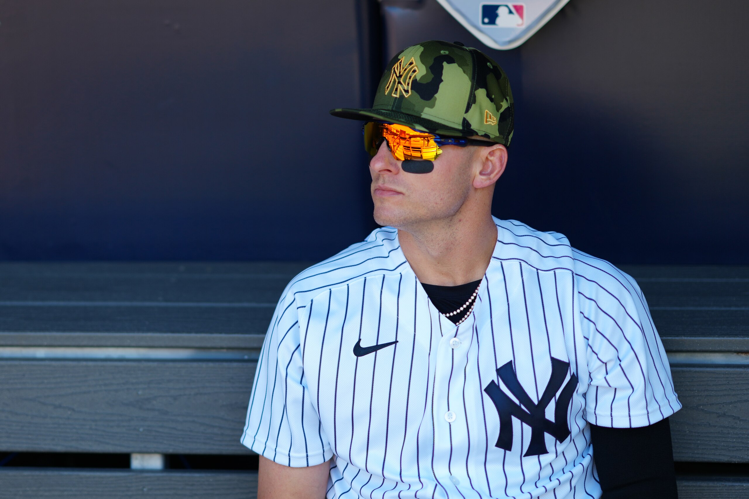 NEW YORK, NY - MAY 22: Josh Donaldson #28 of the New York Yankees looks on prior to the game between the Chicago White Sox and the New York Yankees at Yankee Stadium on Sunday, May 22, 2022 in New York, New York. (Photo by Daniel Shirey/MLB Photos via Getty Images)