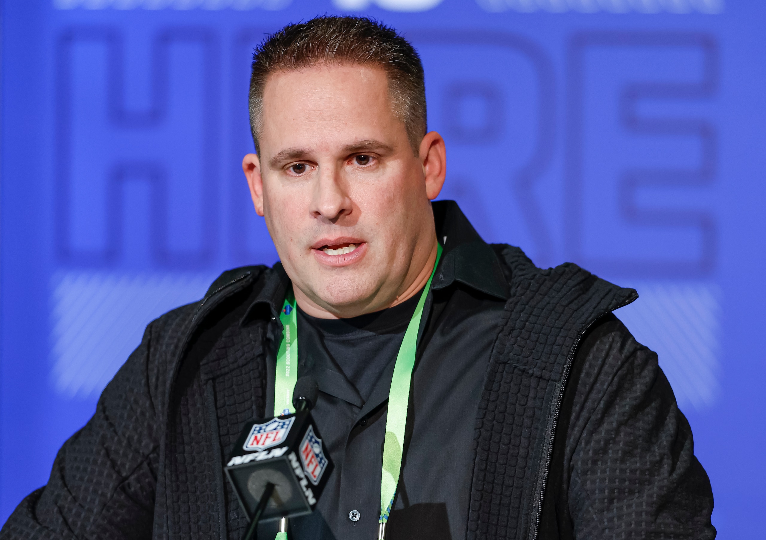 INDIANAPOLIS, IN - MAR 02: Head coach, Josh McDaniels of the Las Vegas Raiders speaks to reporters during the NFL Draft Combine at the Indiana Convention Center on March 2, 2022 in Indianapolis, Indiana. (Photo by Michael Hickey/Getty Images) INDIANAPOLIS, IN - MAR 02: Head coach, Josh McDaniels of the Las Vegas Raiders speaks to reporters during the NFL Draft Combine at the Indiana Convention Center on March 2, 2022 in Indianapolis, Indiana. (Photo by Michael Hickey/Getty Images)