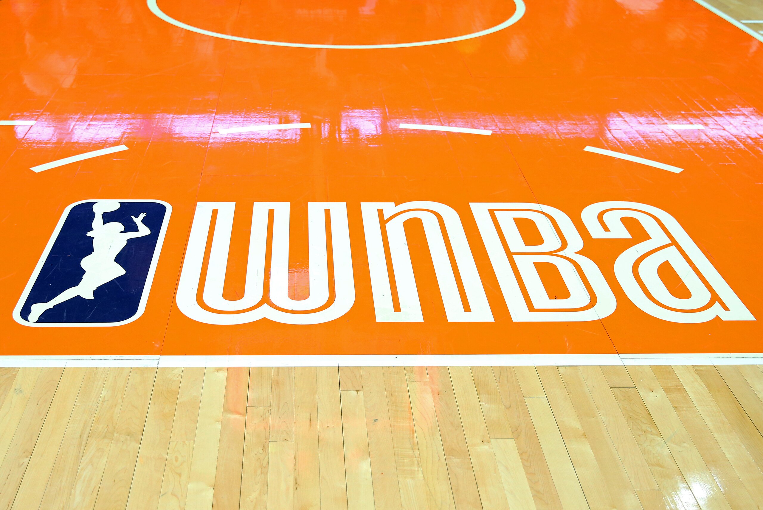 UNCASVILLE, CT - JULY 06: General view of the WNBA logo during a game between Minnesota Lynx and Connecticut Sun on July 6, 2019, at Mohegan Sun Arena in Uncasville, CT. (Photo by M. Anthony Nesmith/Icon Sportswire via Getty Images)