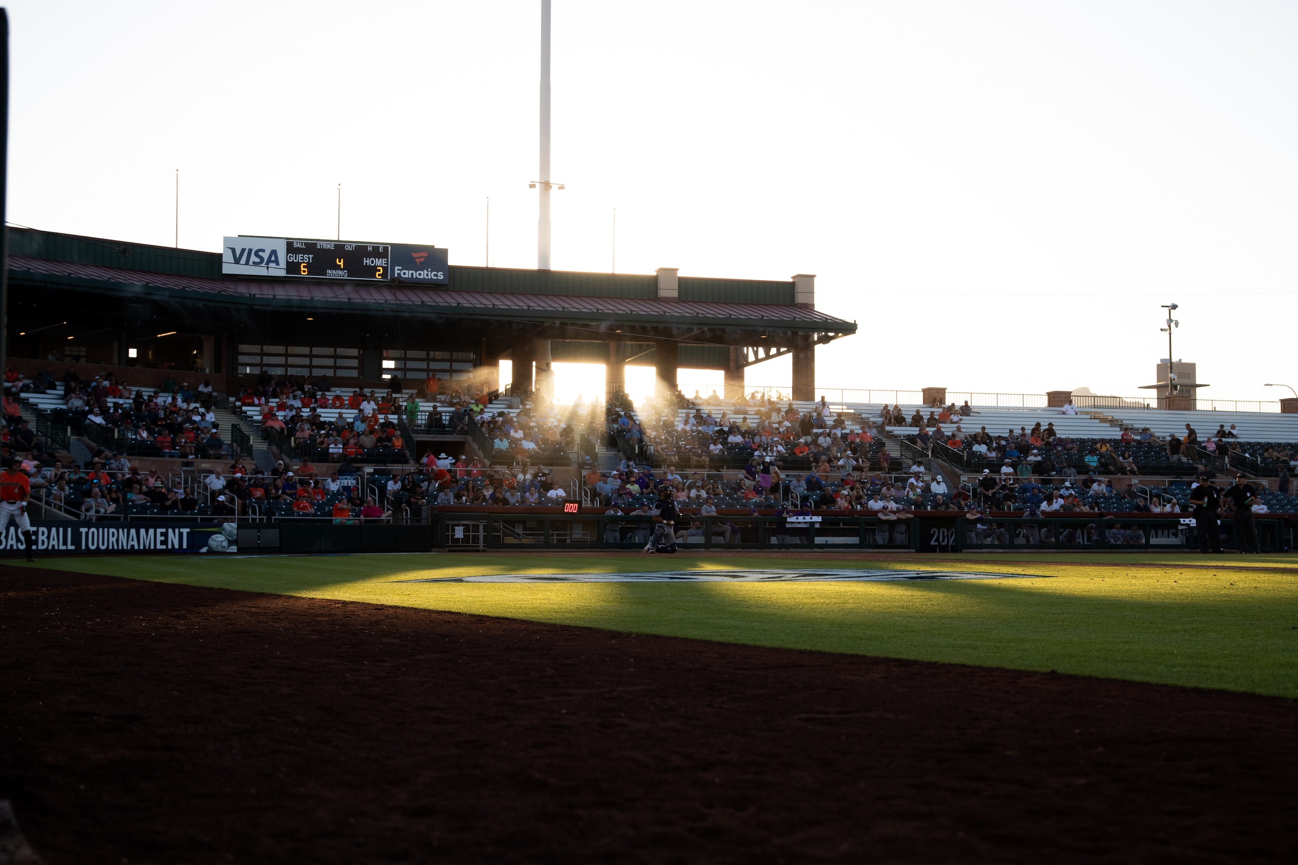 SCOTTSDALE, AZ - MAY 25: Sunset during the PAC12 Baseball Tournament game between the Washington Huskies and the Oregon State Beavers on May 25, 2022, at Scottsdale Stadium in Scottsdale, AZ. (Photo by Zac BonDurant/Icon Sportswire via Getty Images)