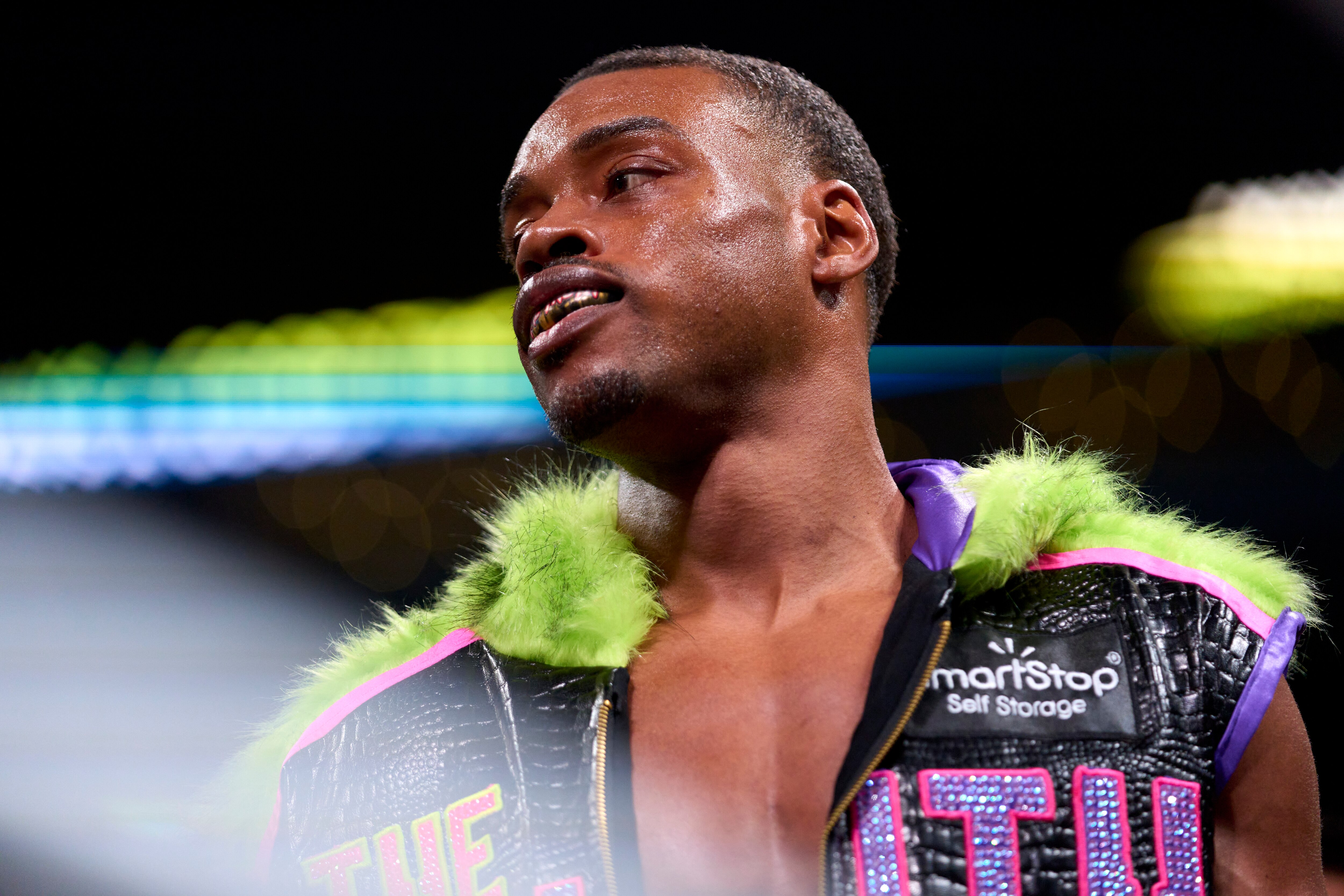 ARLINGTON, TX - APRIL 16:  Errol Spence Jr. enters the ring against Yordenis Ugas at AT&T Stadium on April 16, 2022 in Arlington, Texas.  (Photo by Cooper Neill/Getty Images)