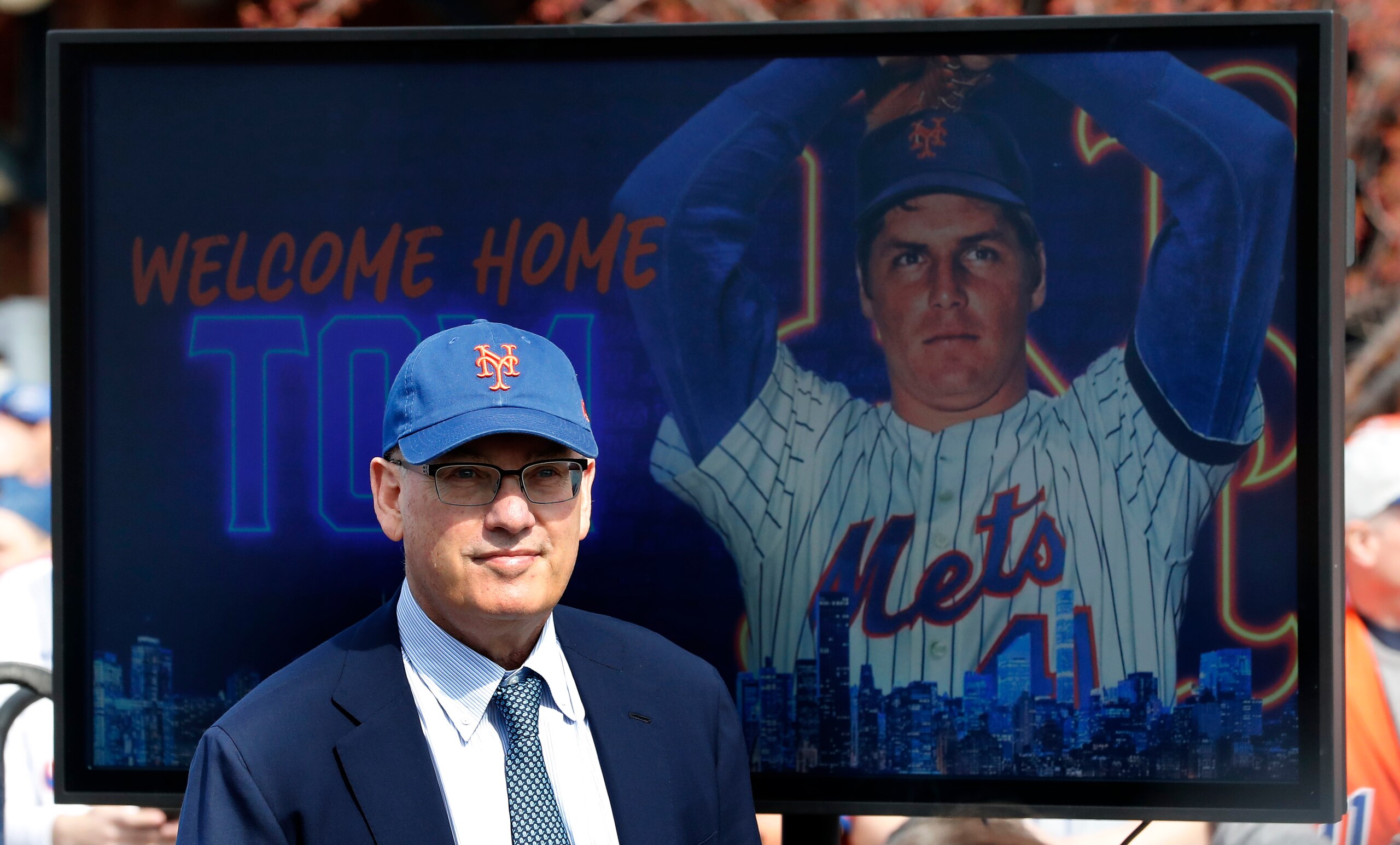 NEW YORK, NEW YORK - APRIL 15: (NEW YORK DAILIES OUT)  New York Mets owner Steven A. Cohen attends the Tom Seaver statue unveiling ceremony before a game against the Arizona Diamondbacks at Citi Field on April 15, 2022 in New York City. All players are wearing #42 in honor of Jackie Robinson Day. The Mets defeated the Diamondbacks 10-3. (Photo by Jim McIsaac/Getty Images)