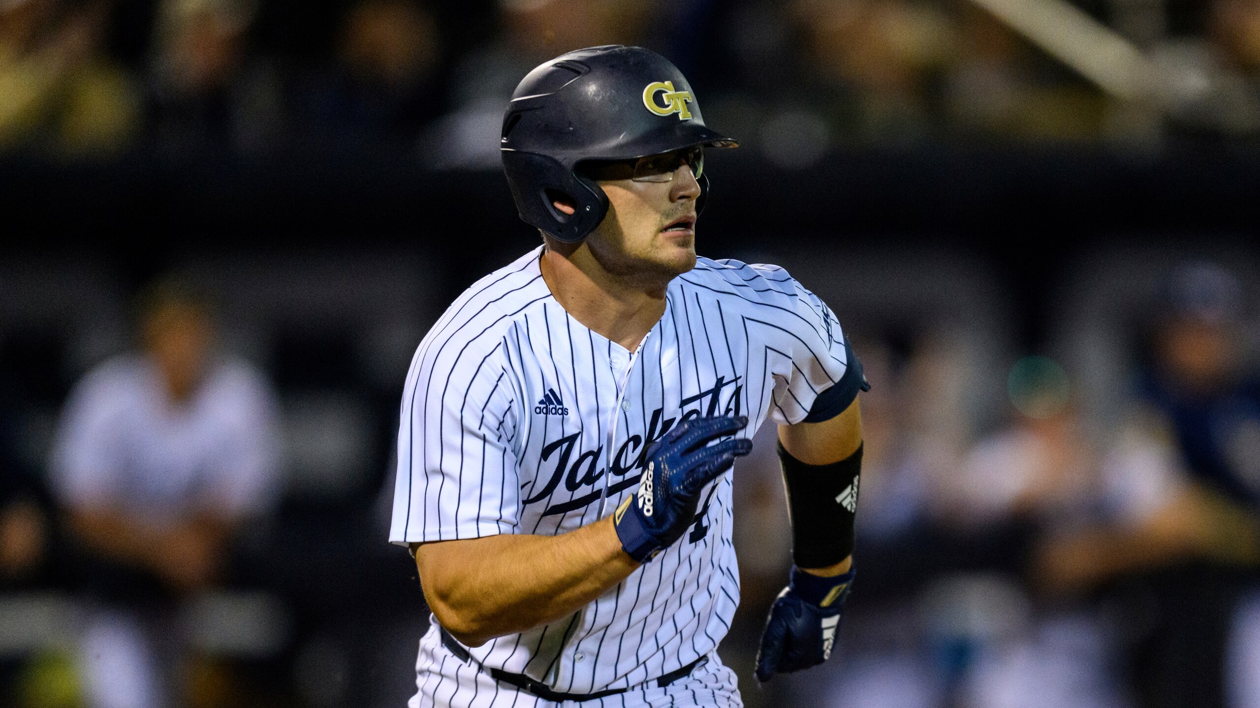 Georgia Tech catcher Kevin Parada (4) competes during an NCAA baseball game against Georgia on Friday, March 4, 2022 in Atlanta. Georgia Tech won 11-7. (AP Photo/Danny Karnik) Georgia Tech catcher Kevin Parada (4) competes during an NCAA baseball game against Georgia on Friday, March 4, 2022 in Atlanta. Georgia Tech won 11-7. (AP Photo/Danny Karnik)